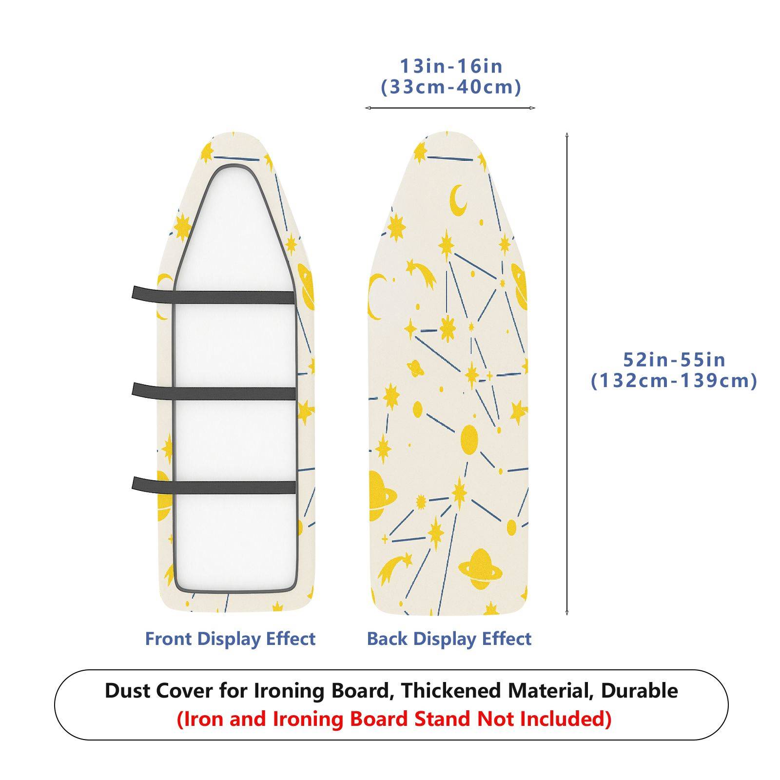 1-Piece Stars Moon Planet Galactic  Ironing Board Cover, Universal Size, Without Board
