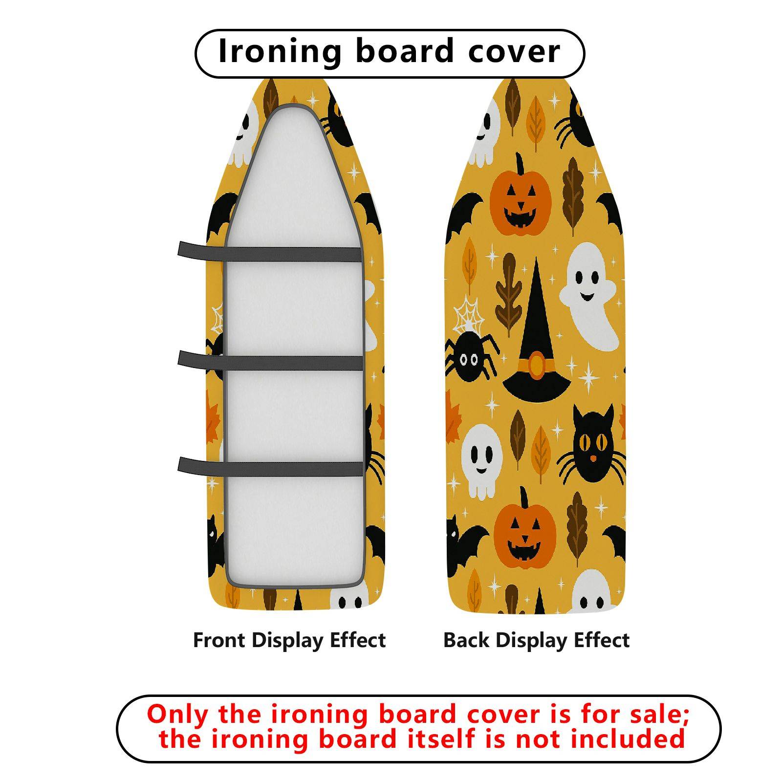 1-Piece Pumpkin Ghost Cat  Ironing Board Cover, Universal Size, Without Board