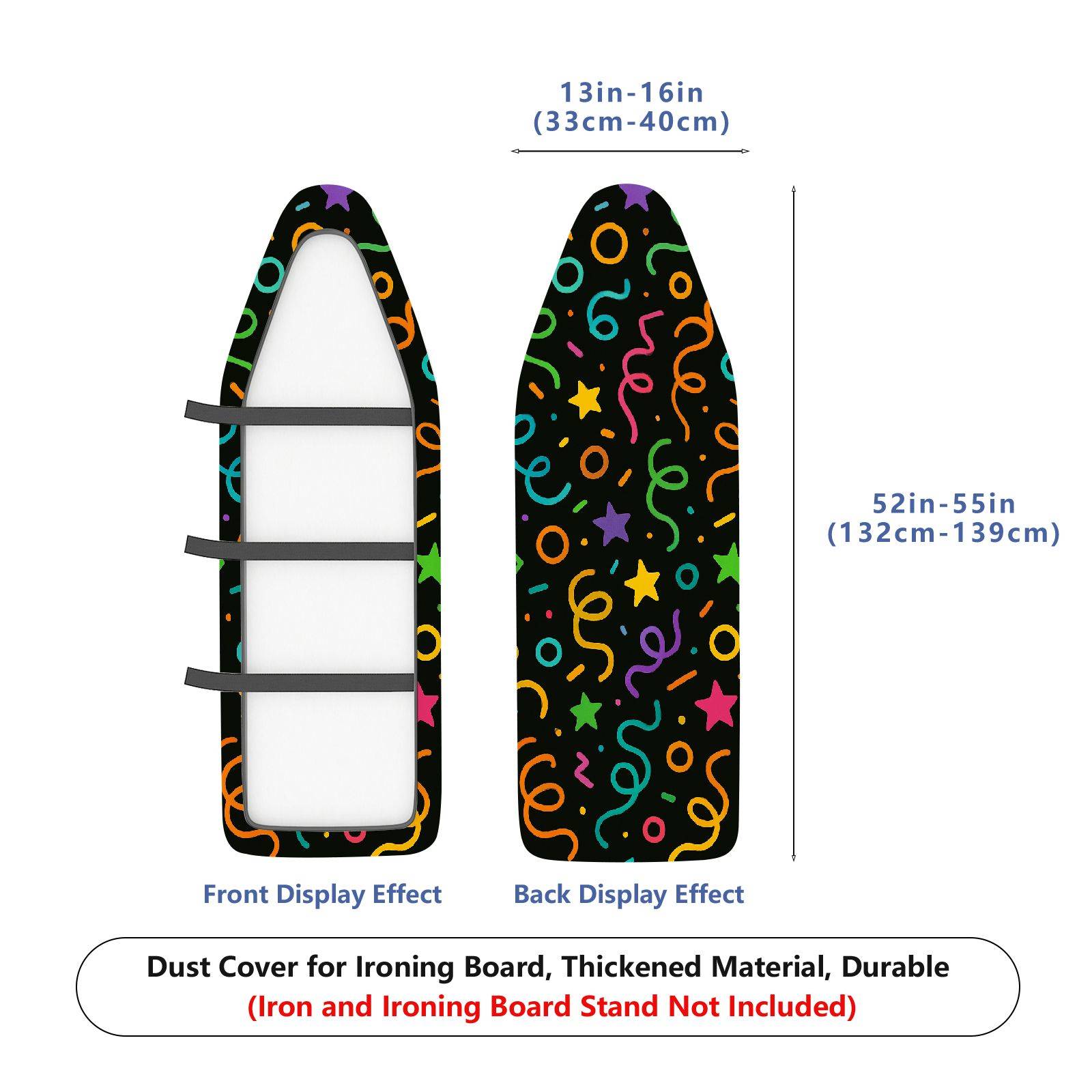 1-Piece Colorful Stars Confetti Party  Ironing Board Cover, Universal Size, Without Board