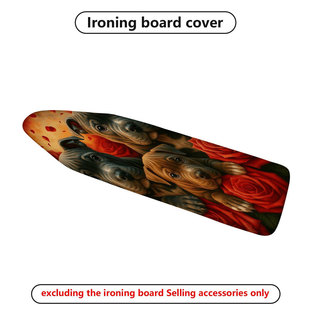 1-Piece Dogs Roses Art  Ironing Board Cover, Universal Size, Without Board