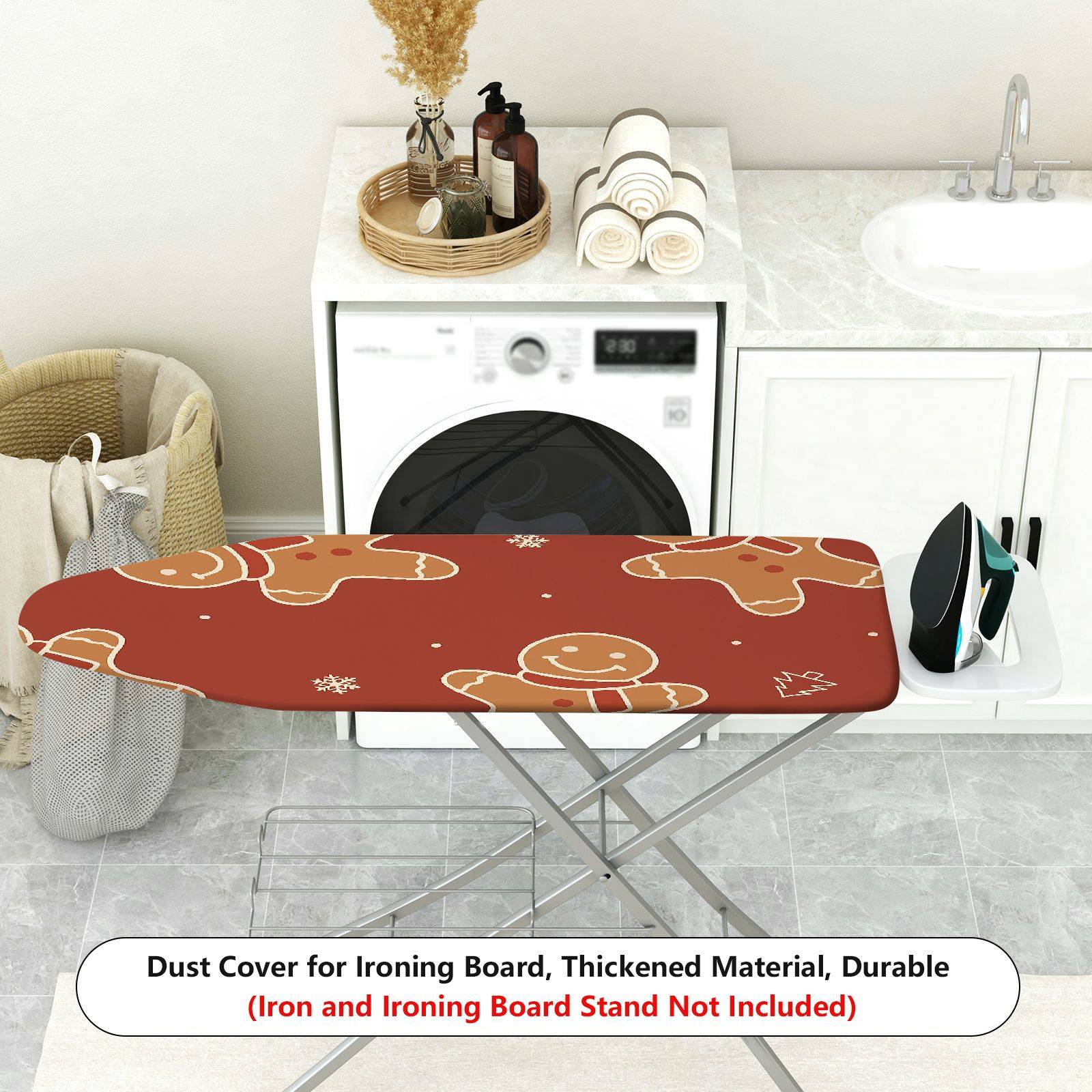 1-Piece Gingerbread Christmas Holiday  Ironing Board Cover, Universal Size, Without Board