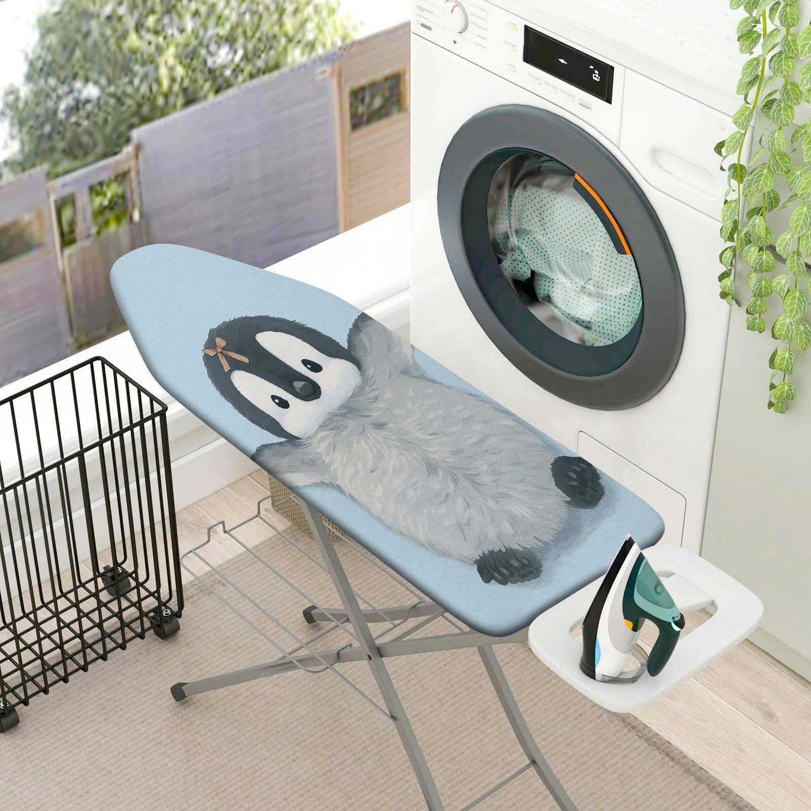 1-Piece Penguin  Blue  Ironing Board Cover, Universal Size, Without Board