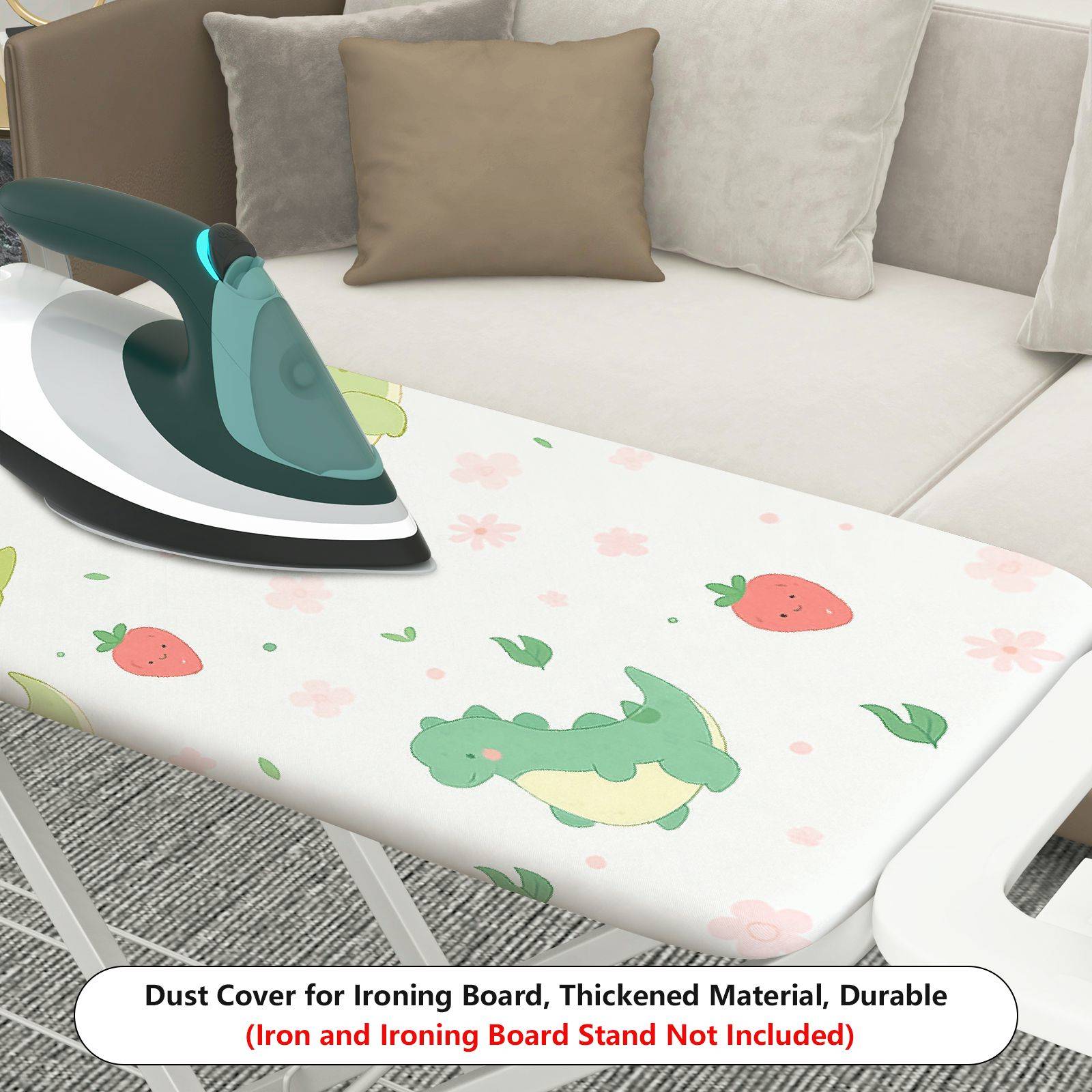 1-Piece Dinosaur Strawberry Floral  Ironing Board Cover, Universal Size, Without Board