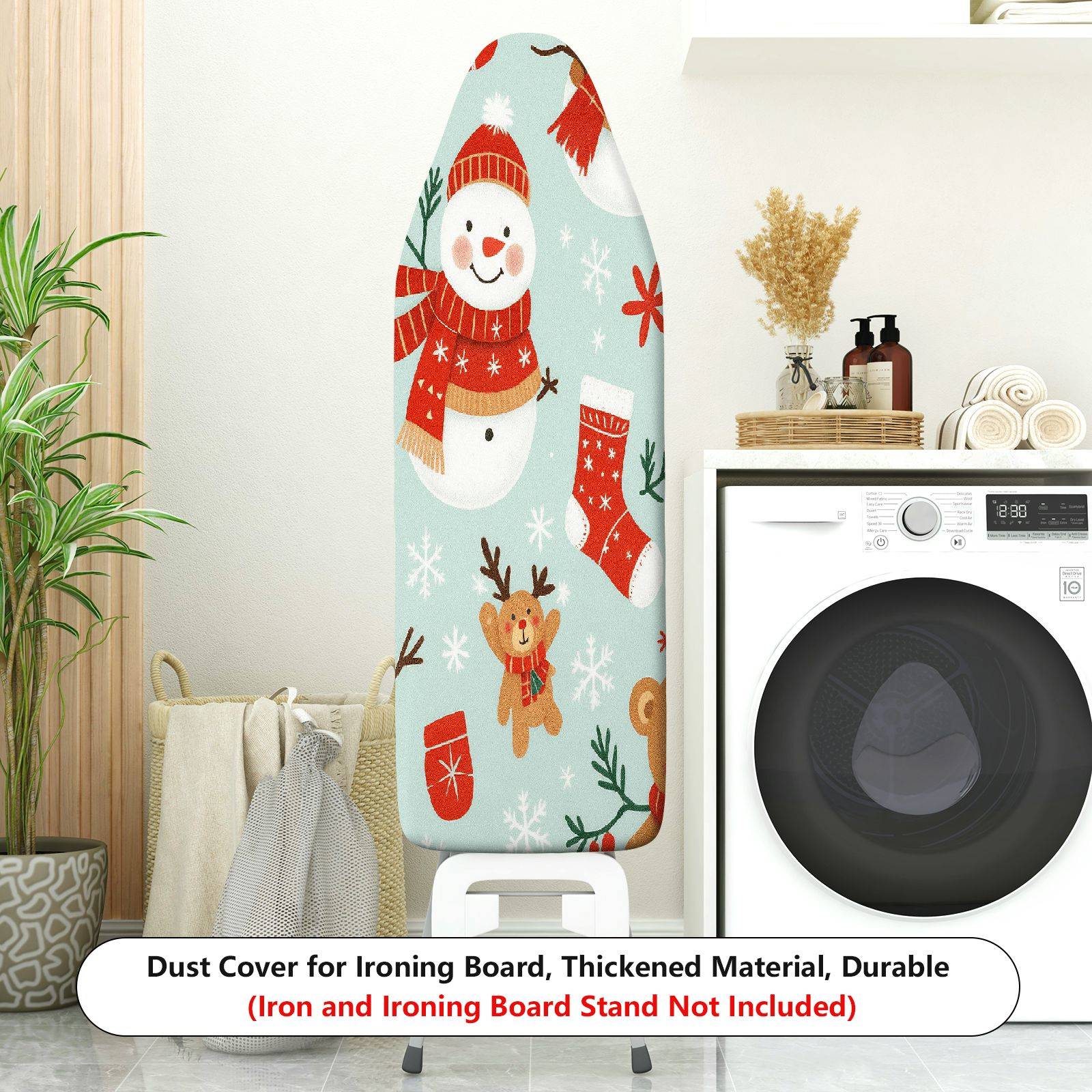 1-Piece Snowman Reindeer Christmas  Ironing Board Cover, Universal Size, Without Board