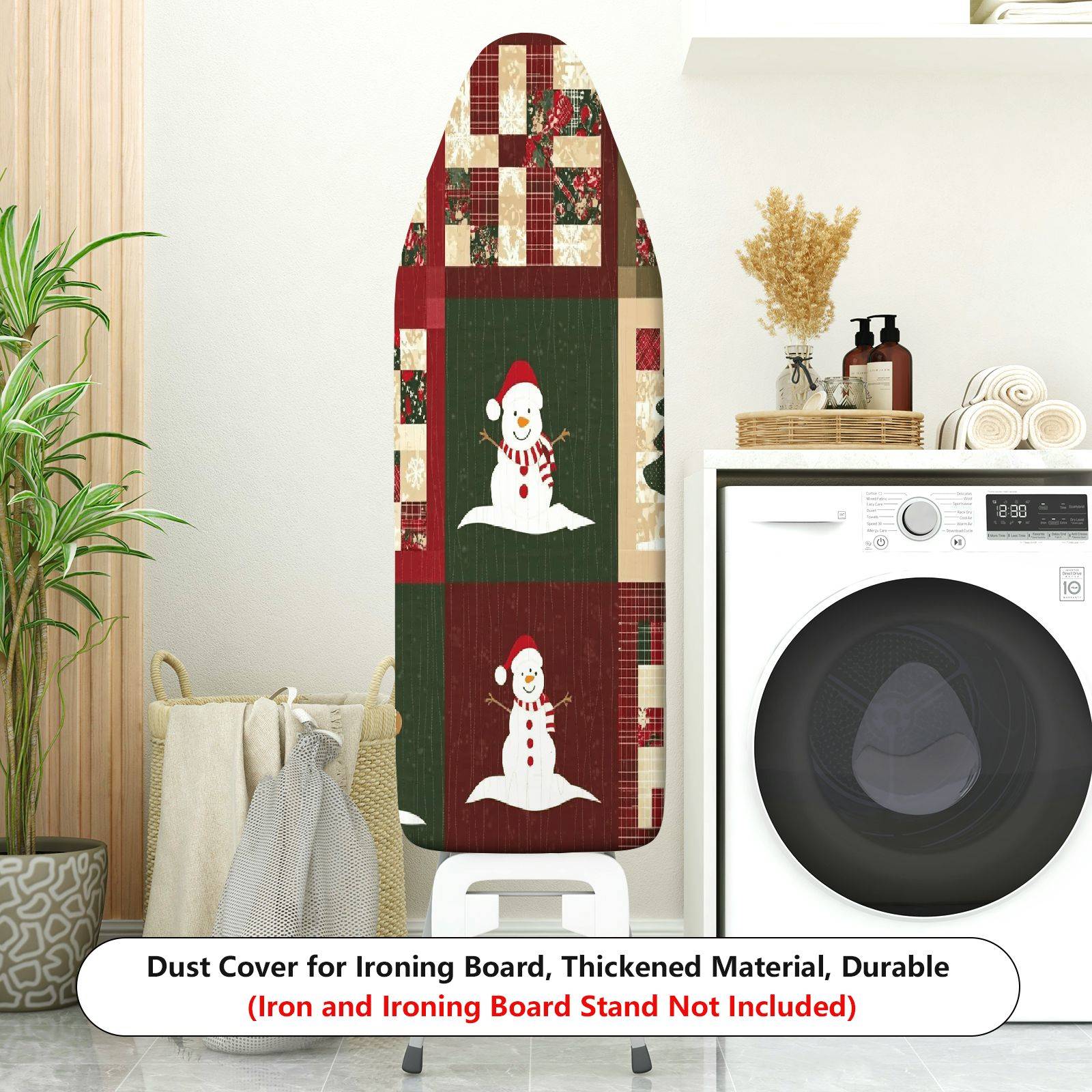 1-Piece Snowman Christmas Patchwork  Ironing Board Cover, Universal Size, Without Board