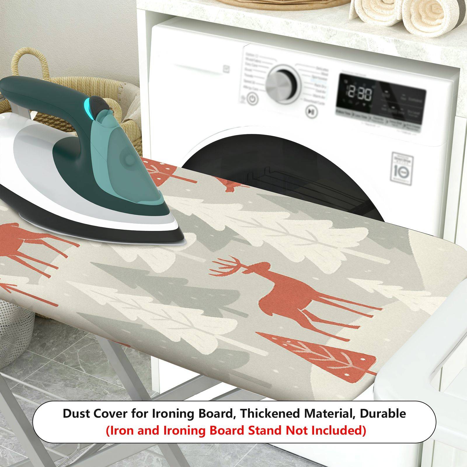 1-Piece Nordic Reindeer Christmas Forest  Ironing Board Cover, Universal Size, Without Board