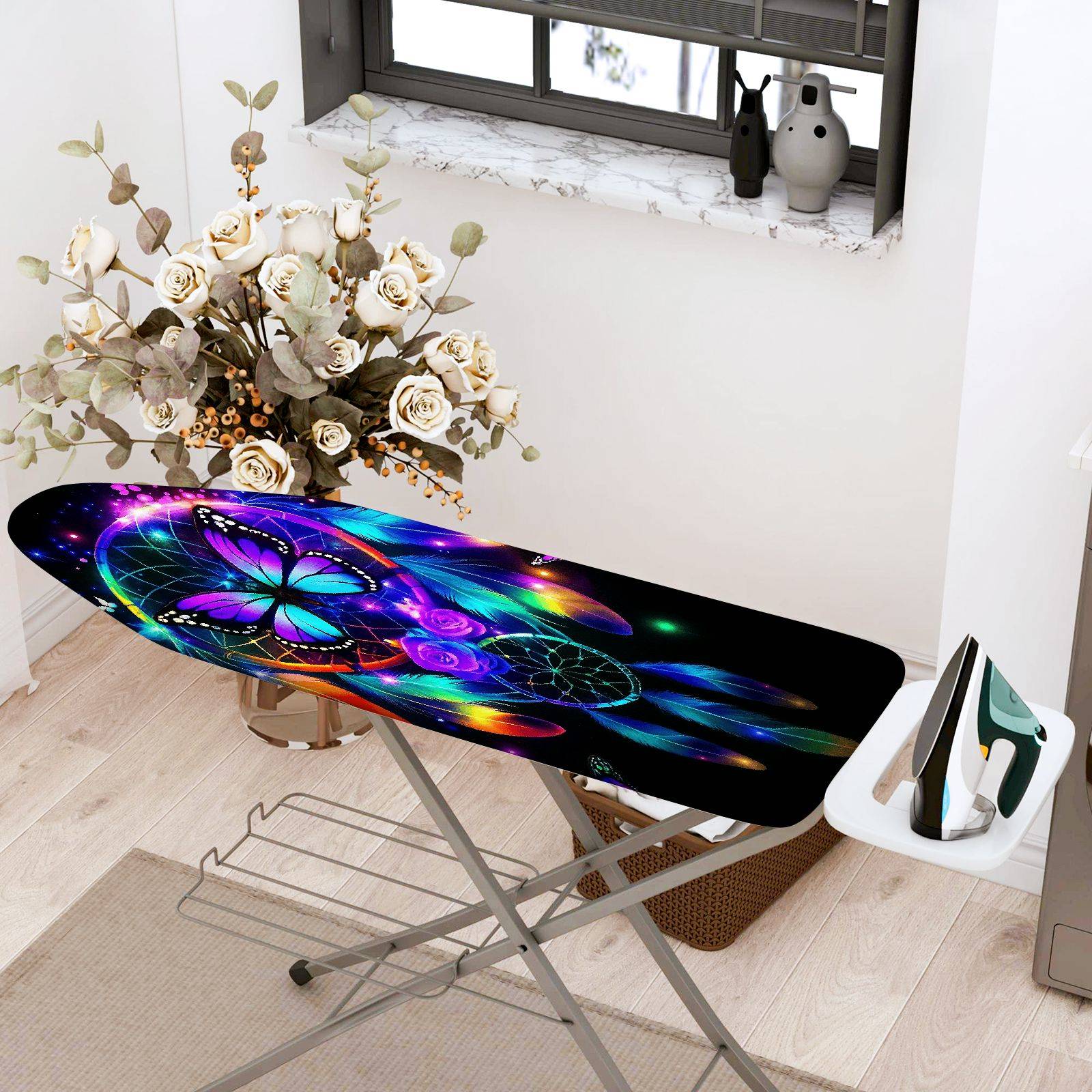 1-Piece Dreamcatcher Butterfly Colorful  Ironing Board Cover, Universal Size, Without Board
