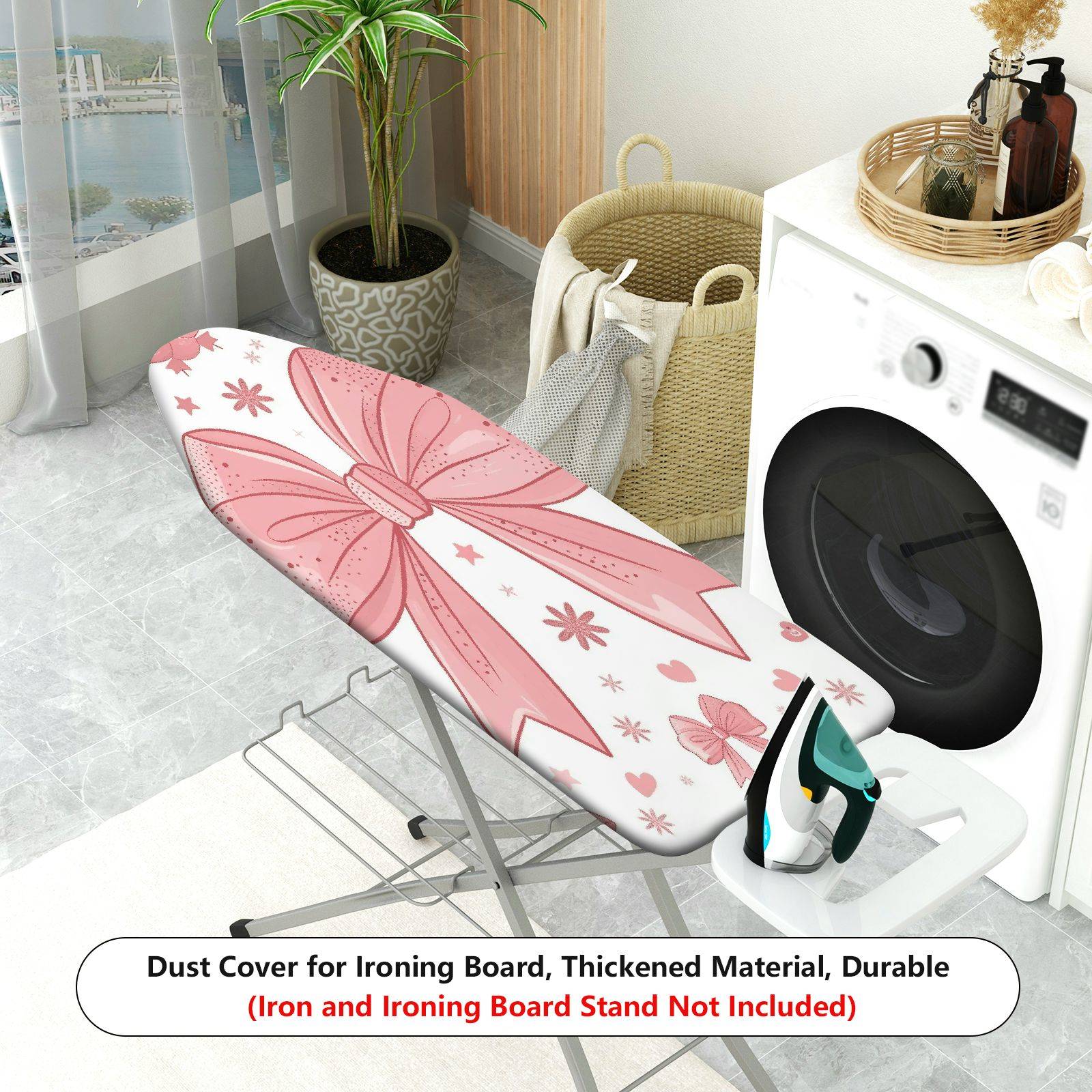 1-Piece Pink Ribbon Pattern Bow Star  Ironing Board Cover, Universal Size, Without Board