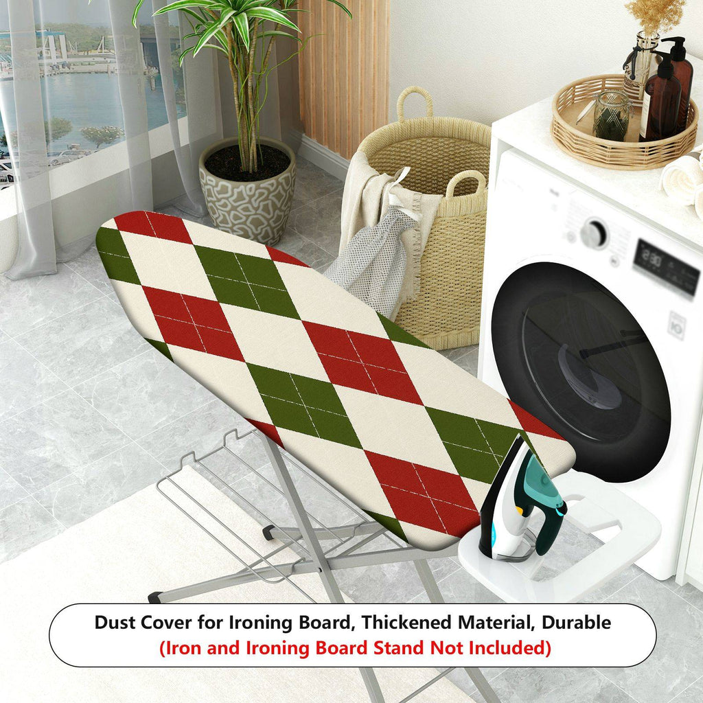 1-Piece Red Green Diamond Pattern Festive Christmas Theme  Ironing Board Cover, Universal Size, Without Board