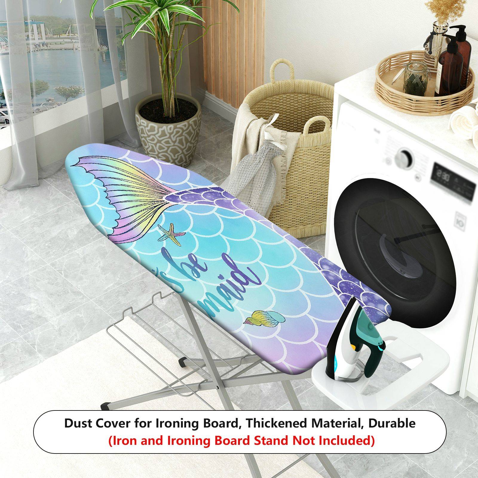 1-Piece Mermaid Tail Starfish Seashell  Ironing Board Cover, Universal Size, Without Board