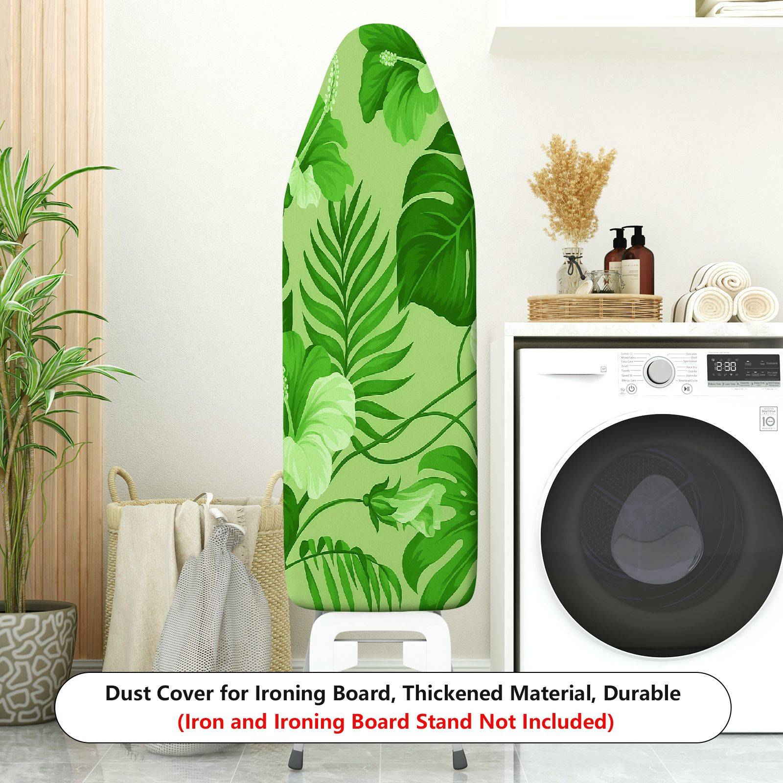1-Piece Green Leaves Tropical Jungle Botanic  Ironing Board Cover, Universal Size, Without Board