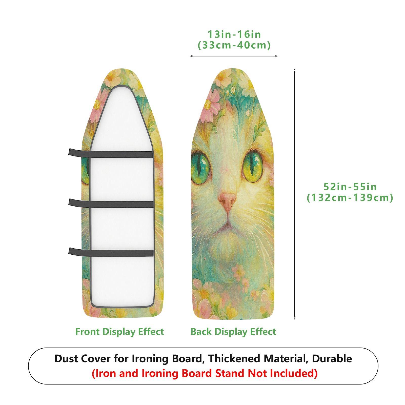1-Piece Cat Floral Art  Ironing Board Cover, Universal Size, Without Board