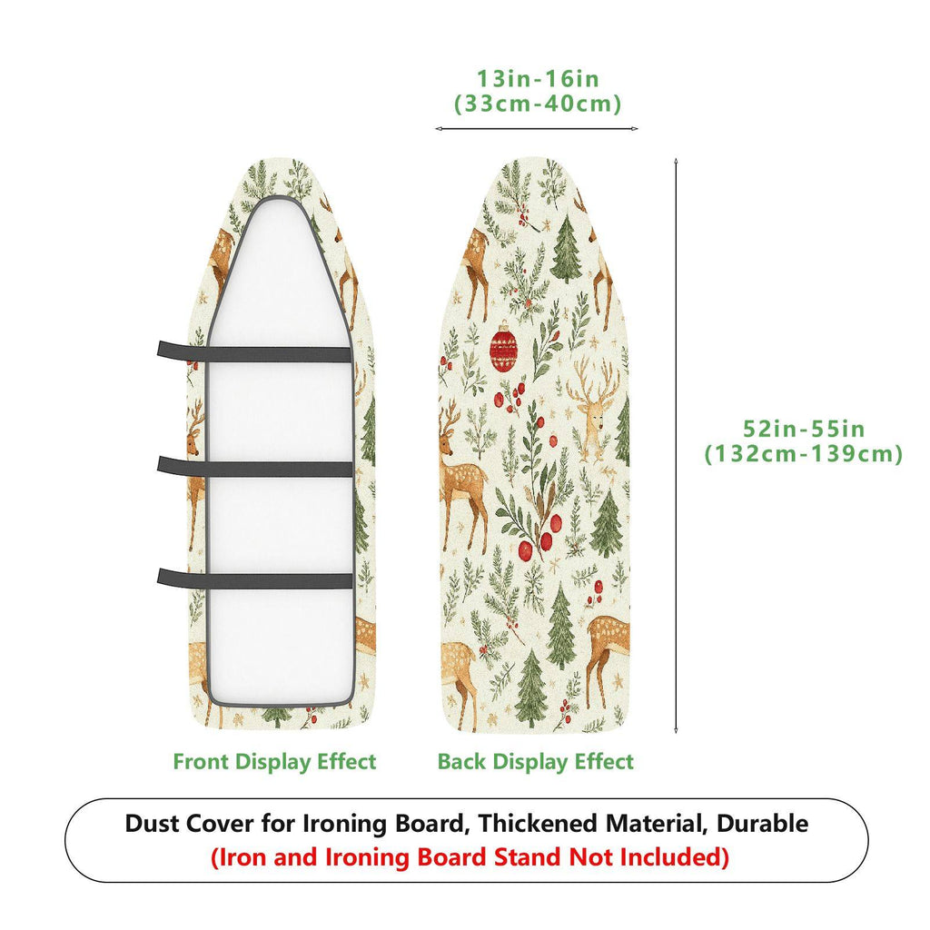 1-Piece Reindeer Evergreen Berries  Ironing Board Cover, Universal Size, Without Board