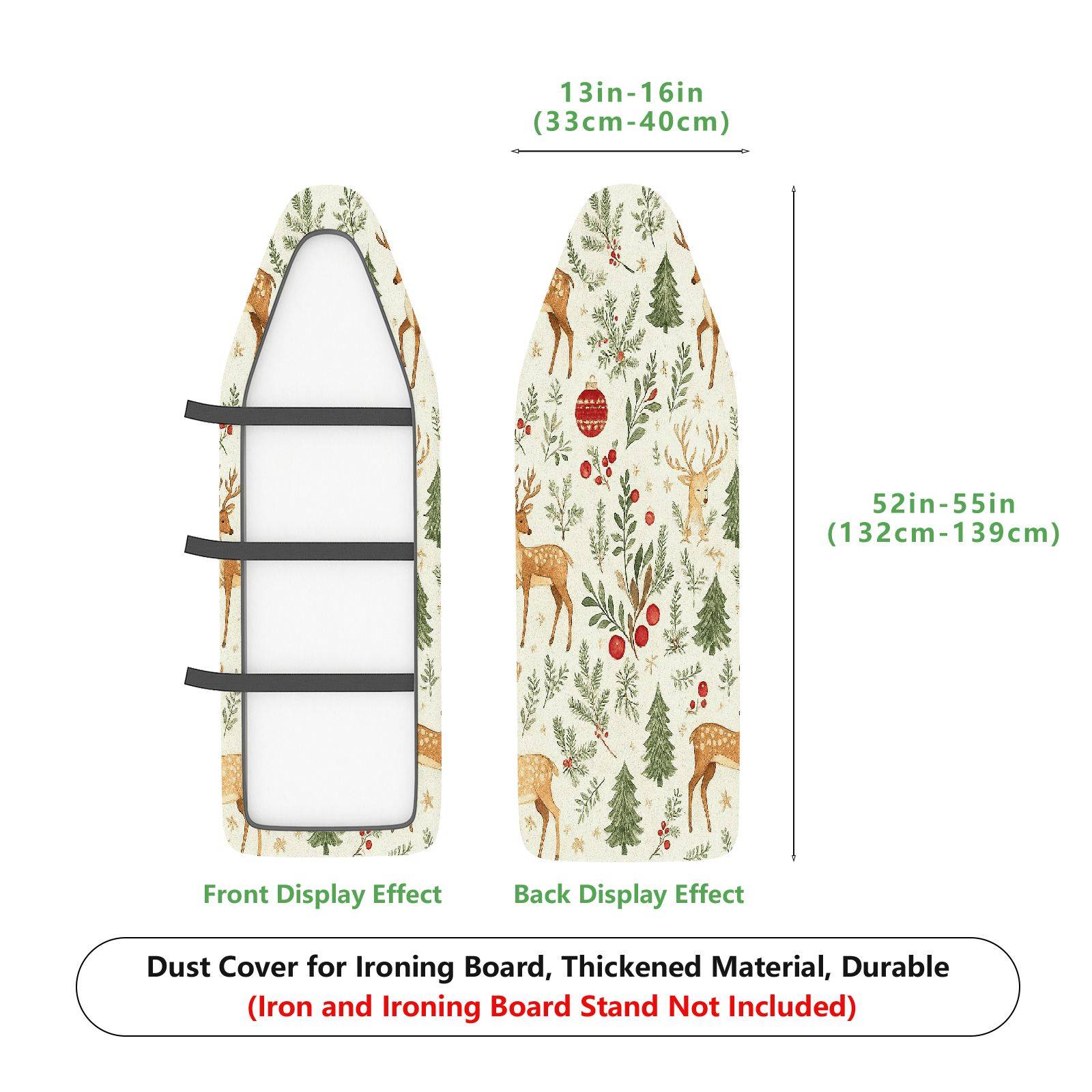 1-Piece Reindeer Evergreen Berries  Ironing Board Cover, Universal Size, Without Board