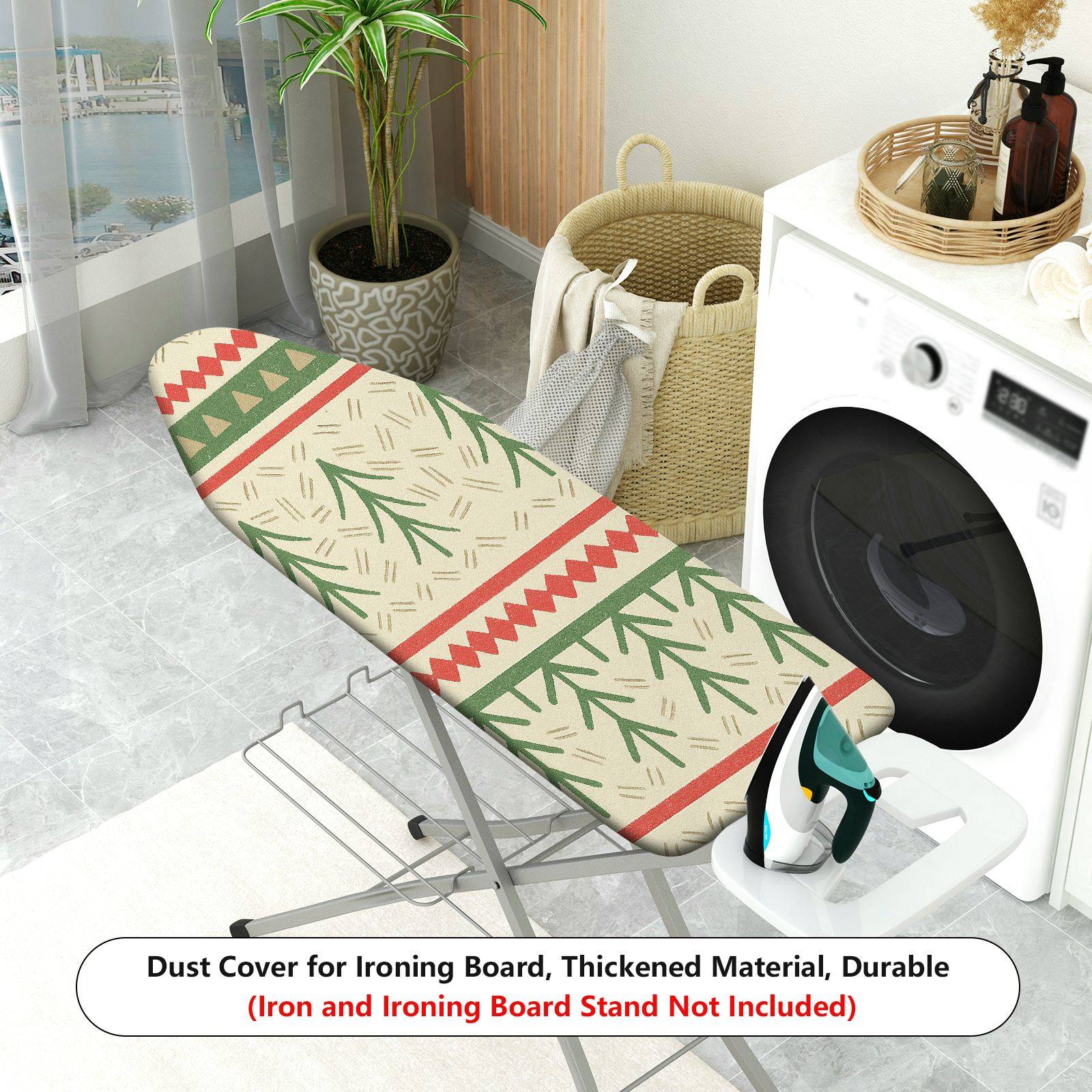 1-Piece Christmas Tree Nordic Red Green  Ironing Board Cover, Universal Size, Without Board