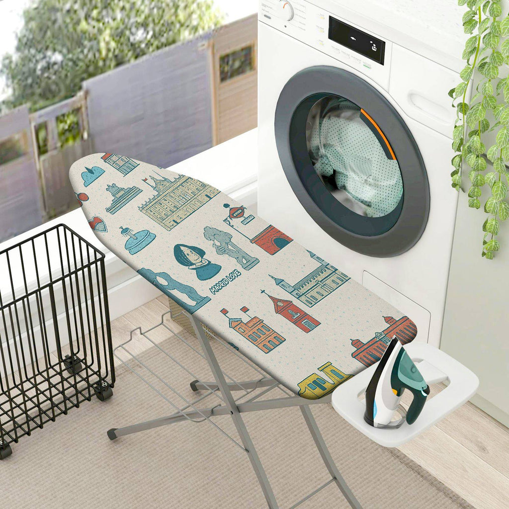 1-Piece Retro Vintage Architecture  Ironing Board Cover, Universal Size, Without Board