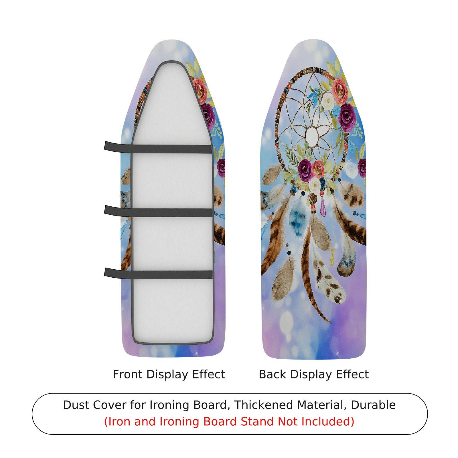 1-Piece Dreamcatcher Floral Feather  Ironing Board Cover, Universal Size, Without Board