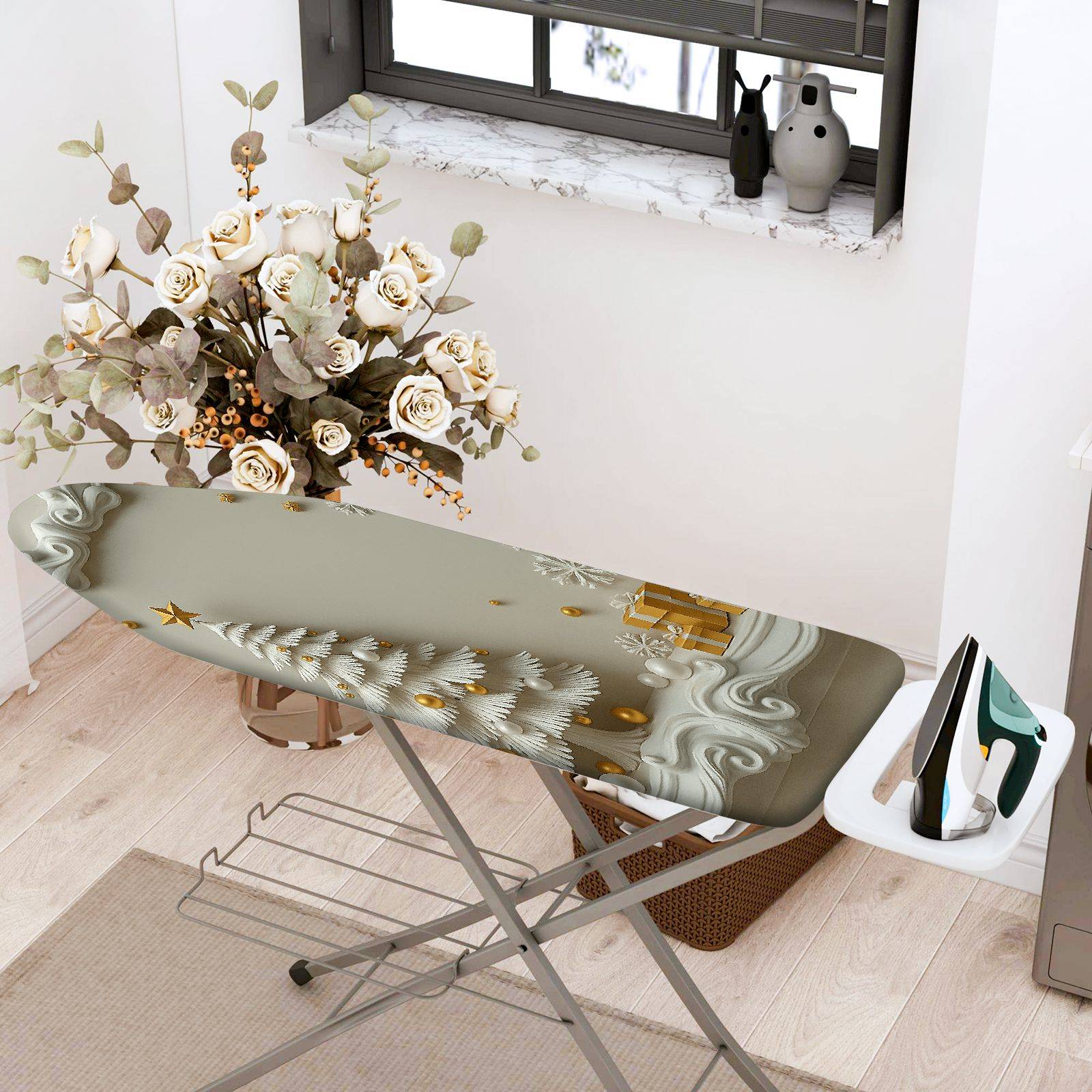 1-Piece Christmas Tree Snowflake Gift  Ironing Board Cover, Universal Size, Without Board