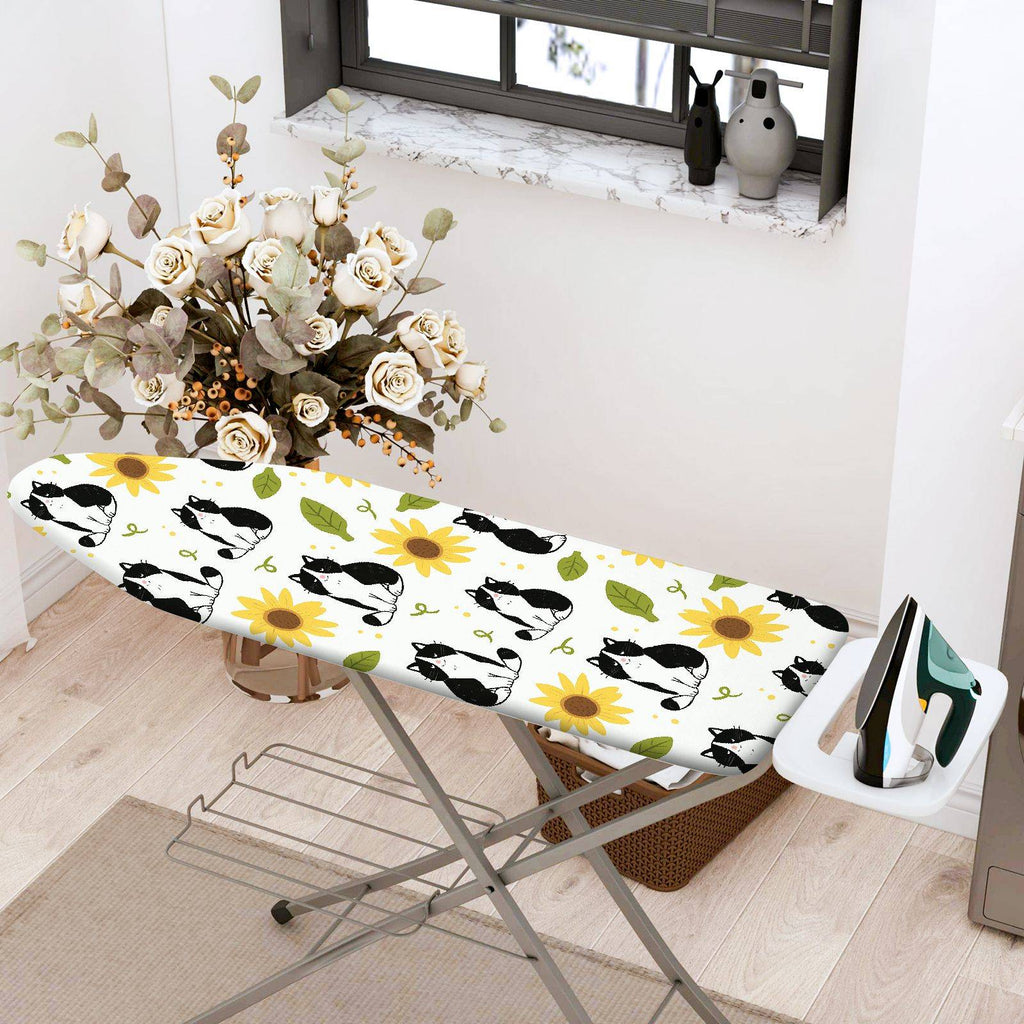 1-Piece Cat Sunflower Leaf  Ironing Board Cover, Universal Size, Without Board