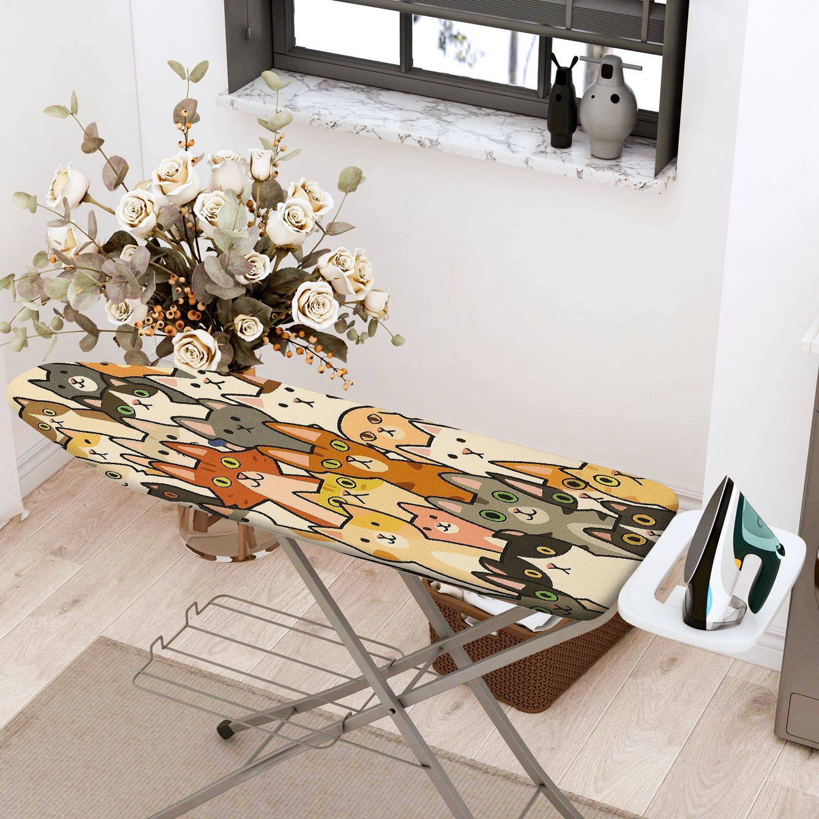 1-Piece Cats  Fun  Ironing Board Cover, Universal Size, Without Board