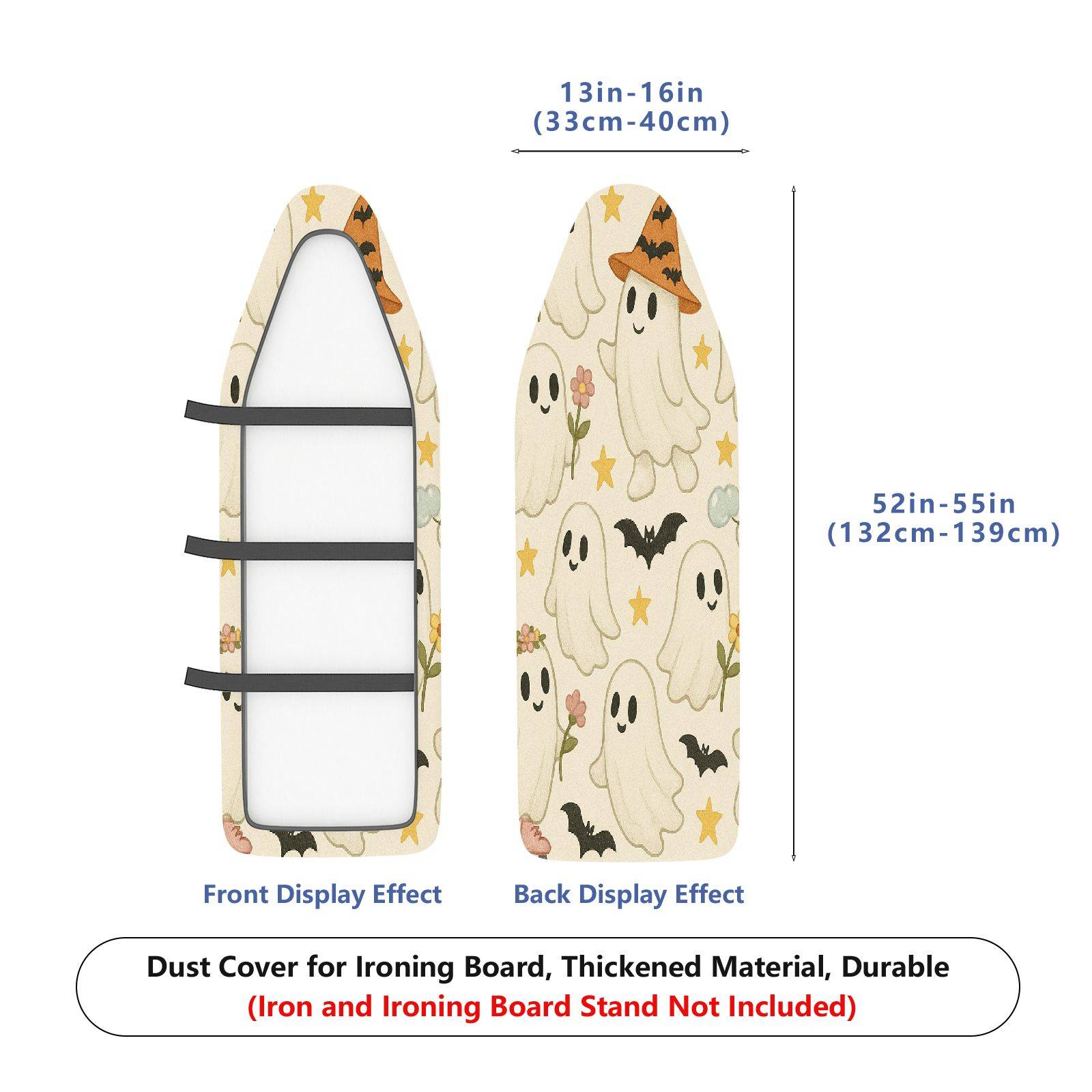 1-Piece Halloween Ghost Print Bat Star  Ironing Board Cover, Universal Size, Without Board