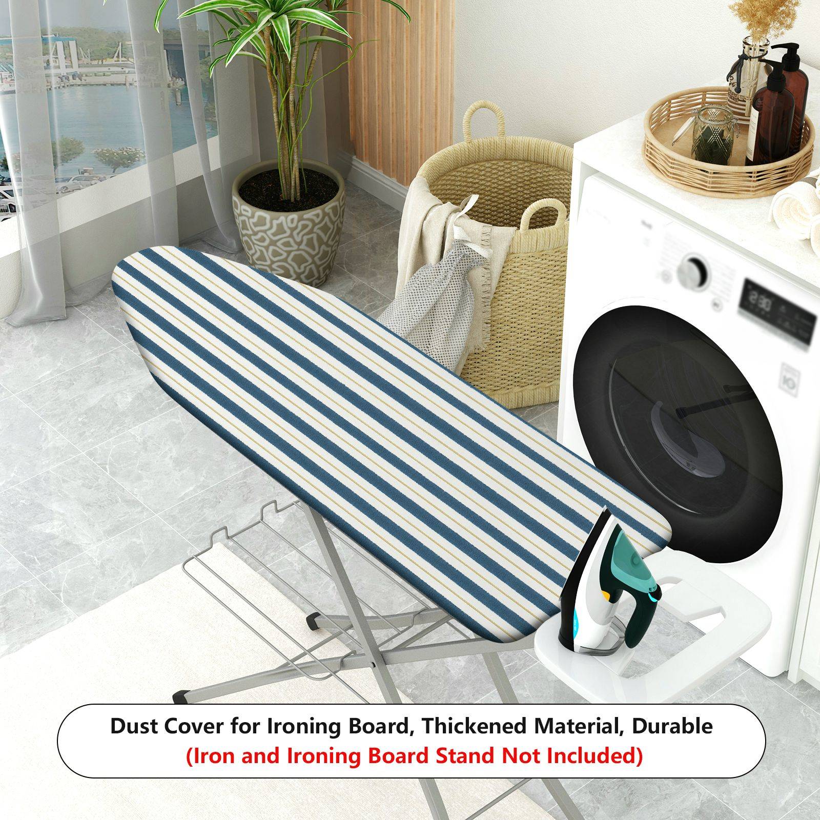 1-Piece Striped Design Navy Blue Pattern Neutral  Ironing Board Cover, Universal Size, Without Board