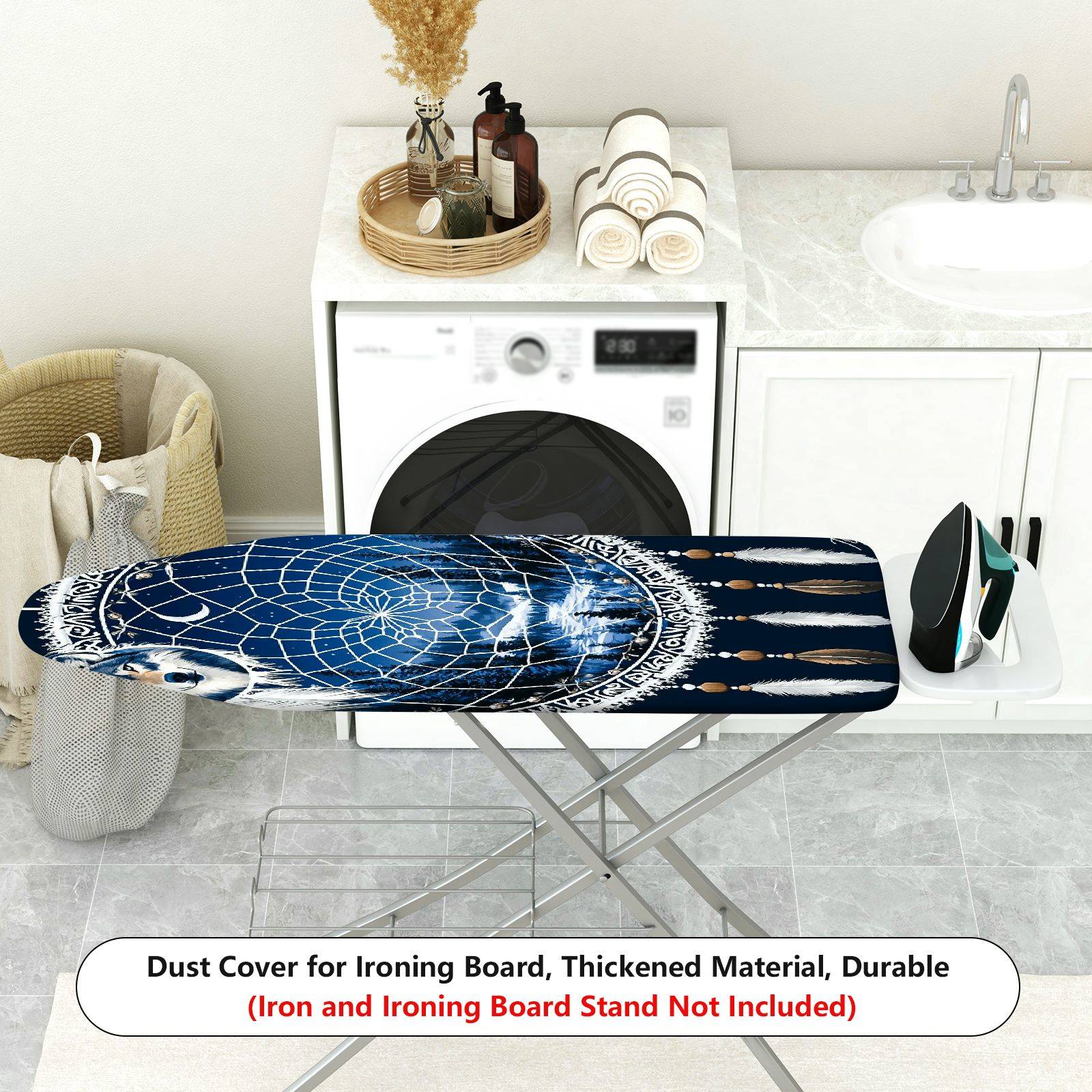 1-Piece Dreamcatcher Wolf Mountain Lunar  Ironing Board Cover, Universal Size, Without Board