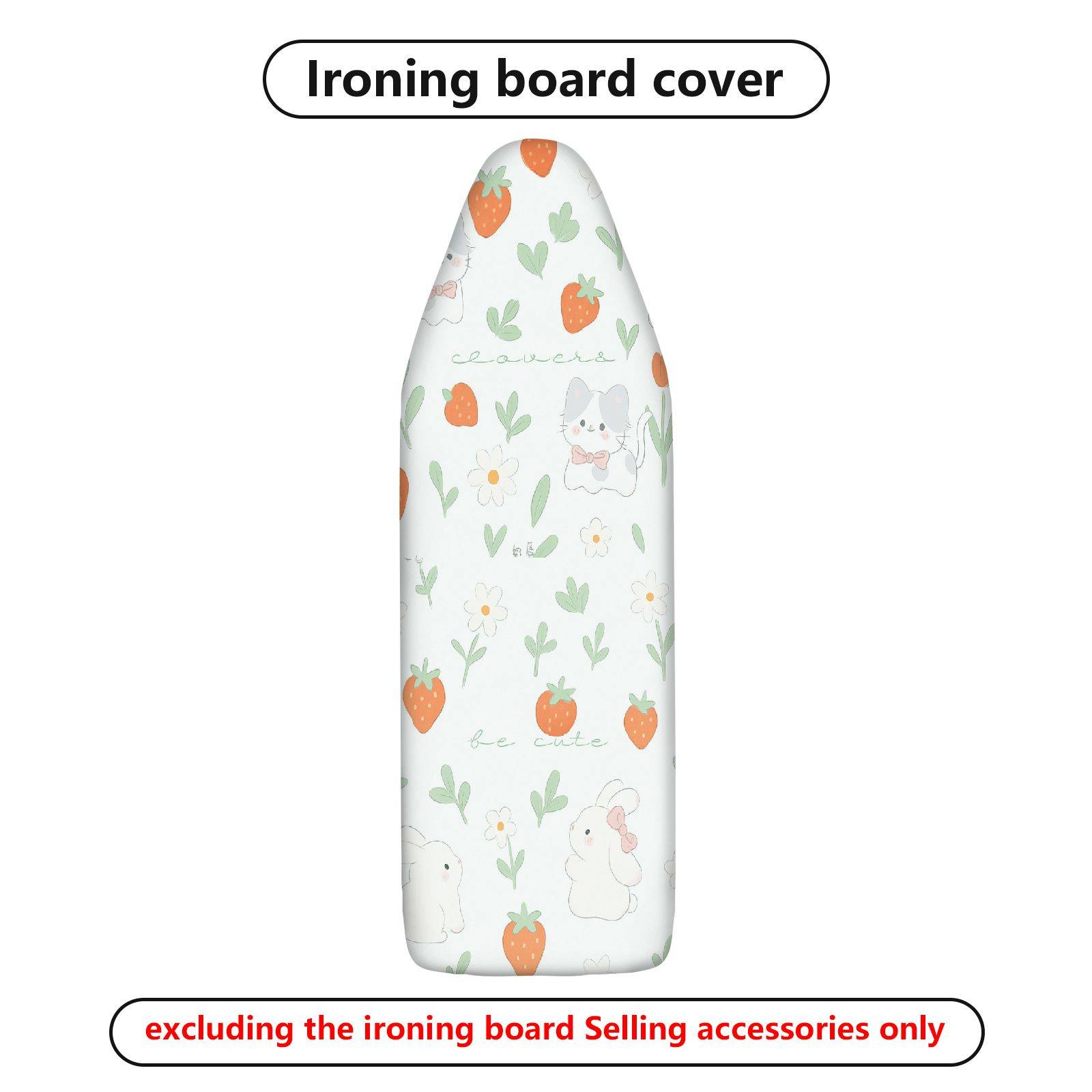 1-Piece Strawberry Floral Animal  Ironing Board Cover, Universal Size, Without Board