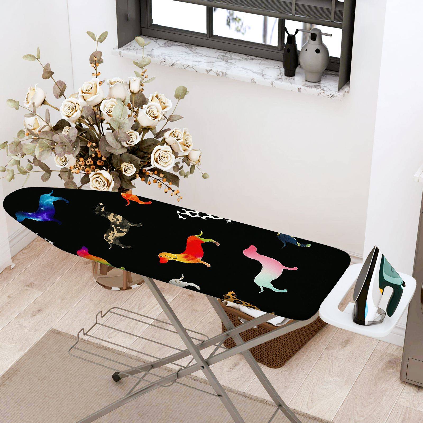 1-Piece Animal Print Colorful Pattern Funky  Ironing Board Cover, Universal Size, Without Board
