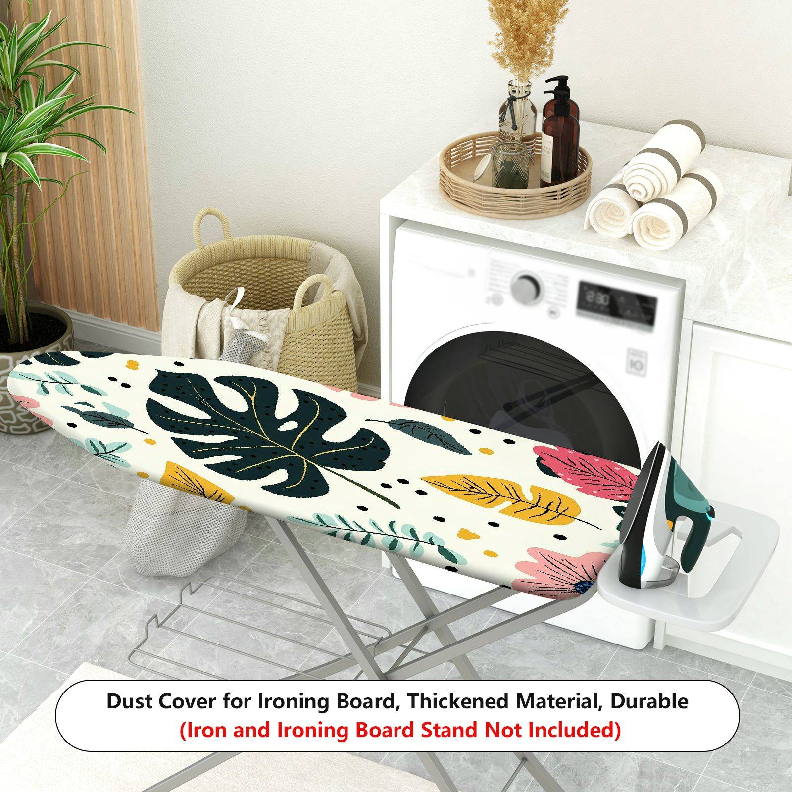 1-Piece Tropical Plant Leaf Pattern Jungle Style  Ironing Board Cover, Universal Size, Without Board