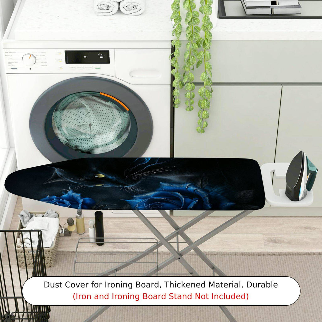 1-Piece Black Cat Blue Rose Dark  Ironing Board Cover, Universal Size, Without Board
