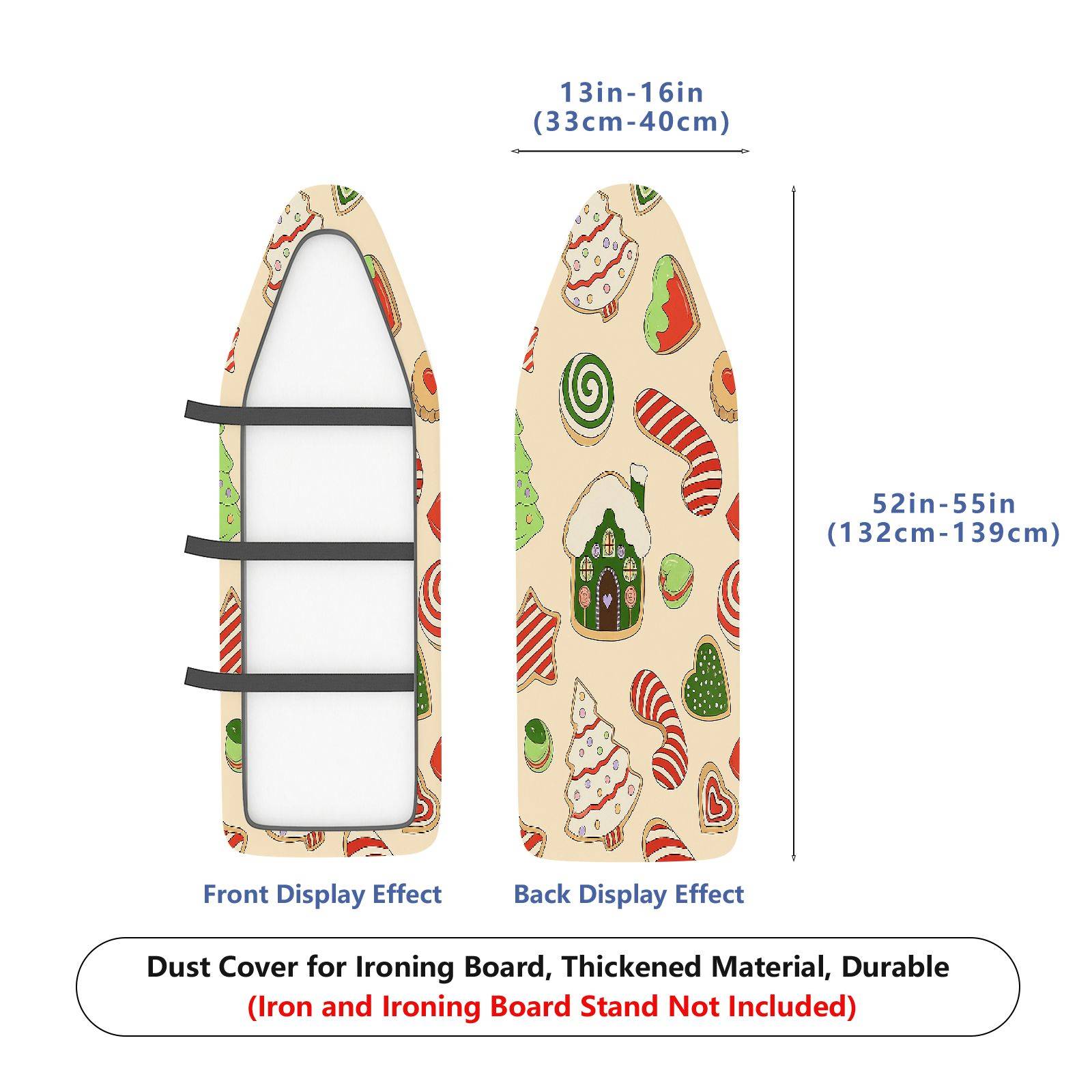 1-Piece Christmas Candy House Tree  Ironing Board Cover, Universal Size, Without Board