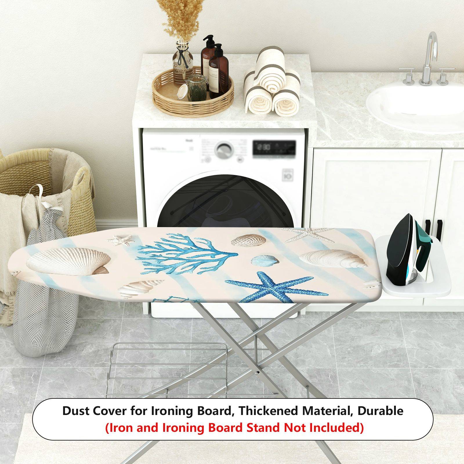 1-Piece Marine Coral Shell Starfish  Ironing Board Cover, Universal Size, Without Board