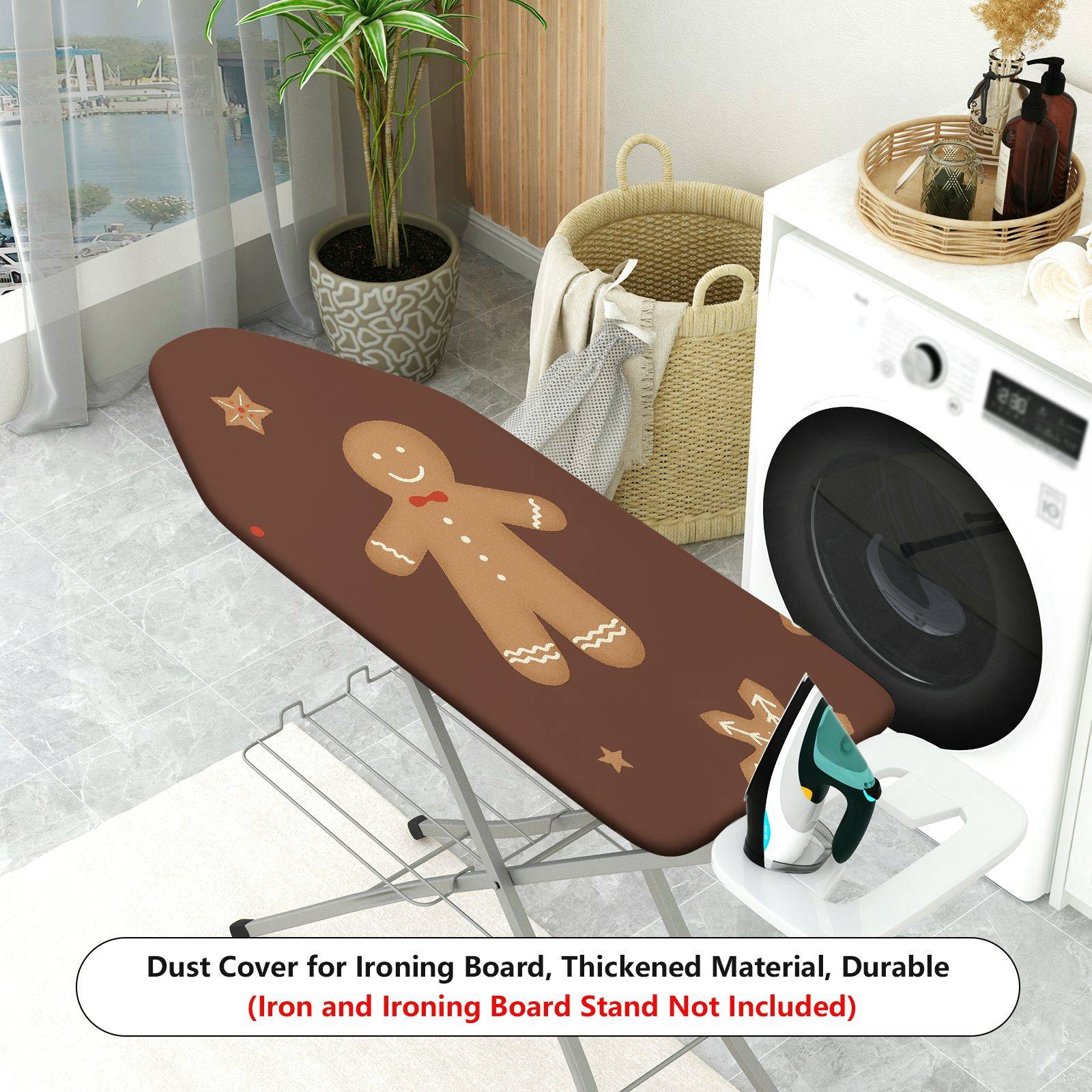 1-Piece Gingerbread Star Christmas  Ironing Board Cover, Universal Size, Without Board