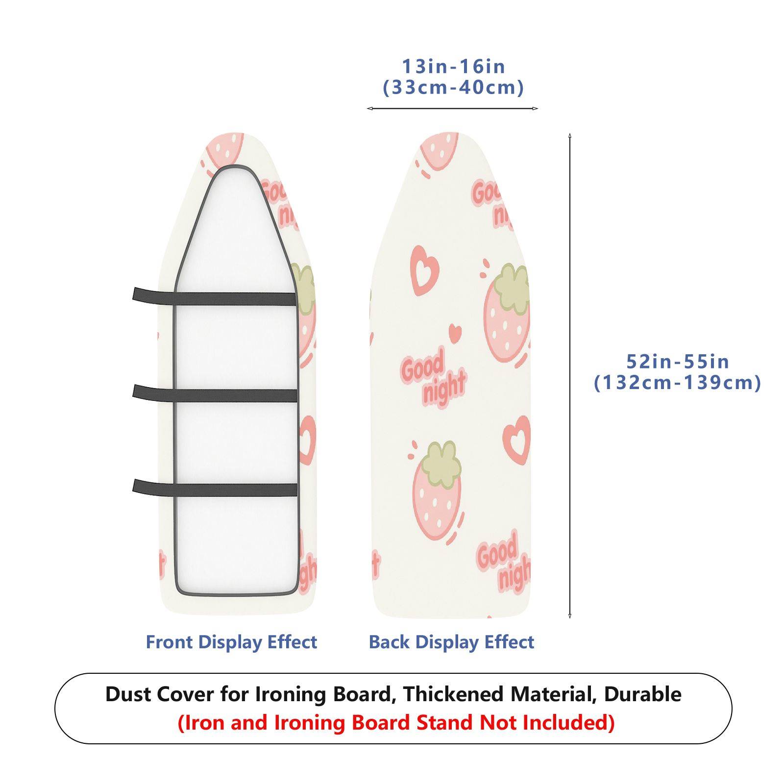 1-Piece Strawberry Heart Print Good Night  Ironing Board Cover, Universal Size, Without Board