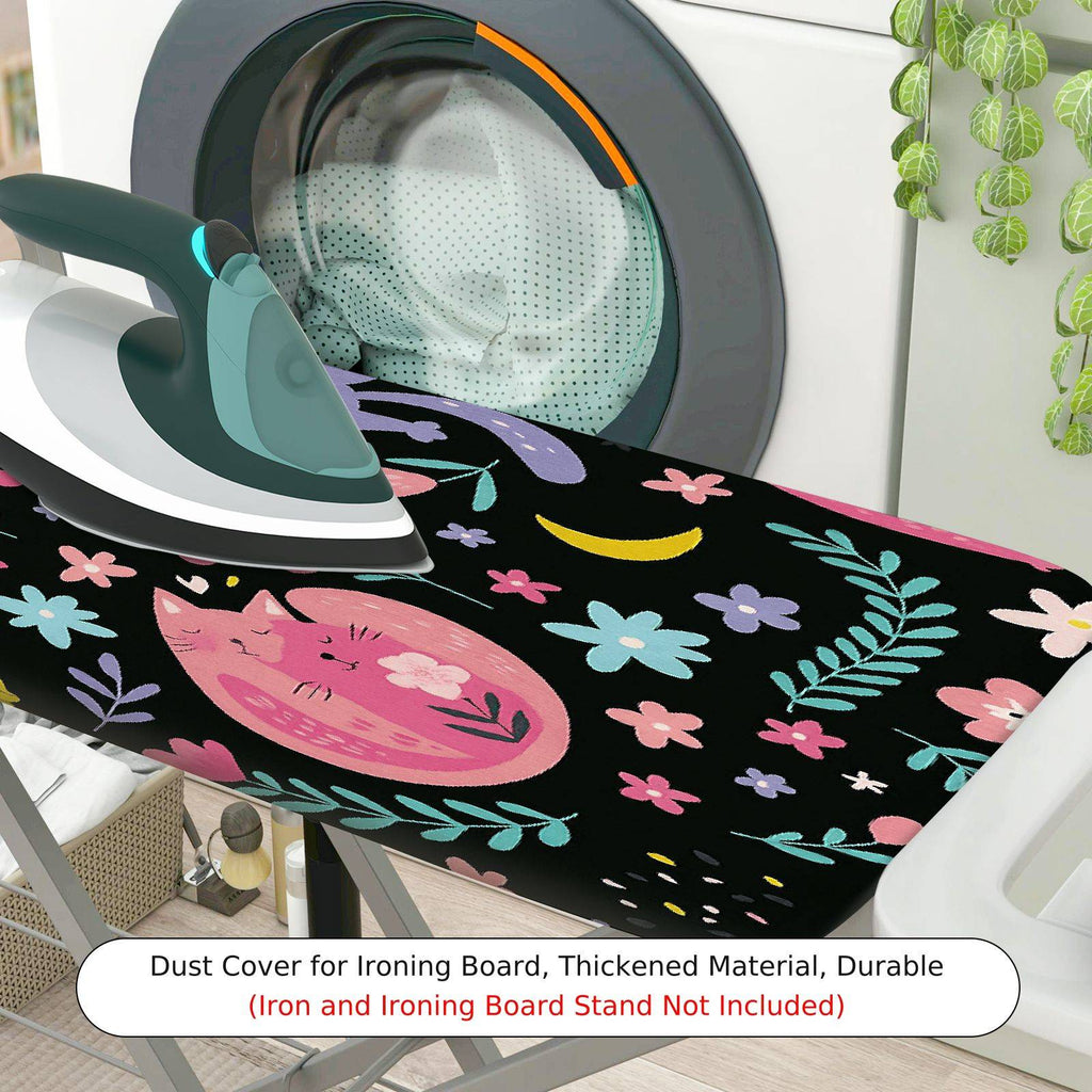 1-Piece Cat Floral Night  Ironing Board Cover, Universal Size, Without Board