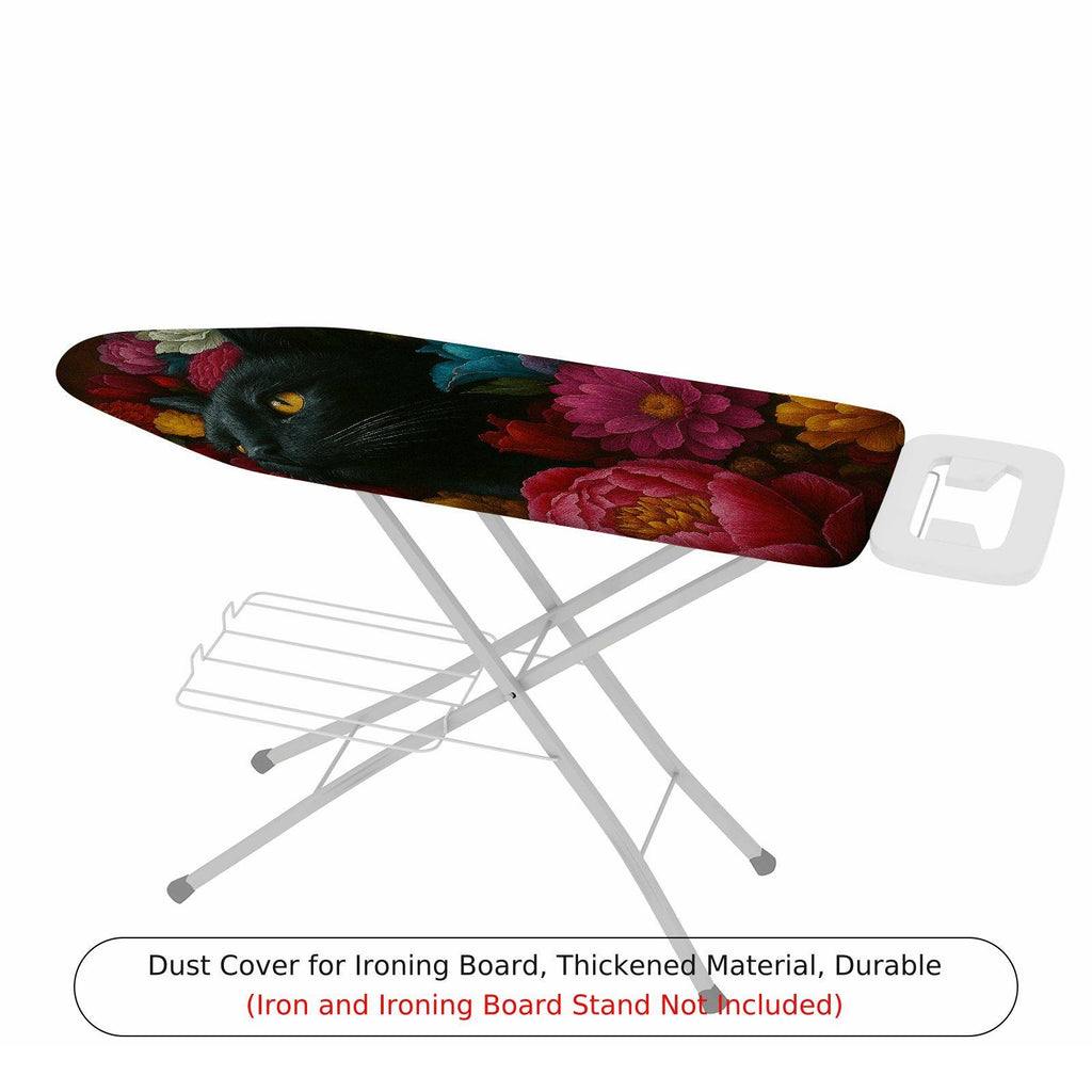 1-Piece Black Cat Floral Art  Ironing Board Cover, Universal Size, Without Board