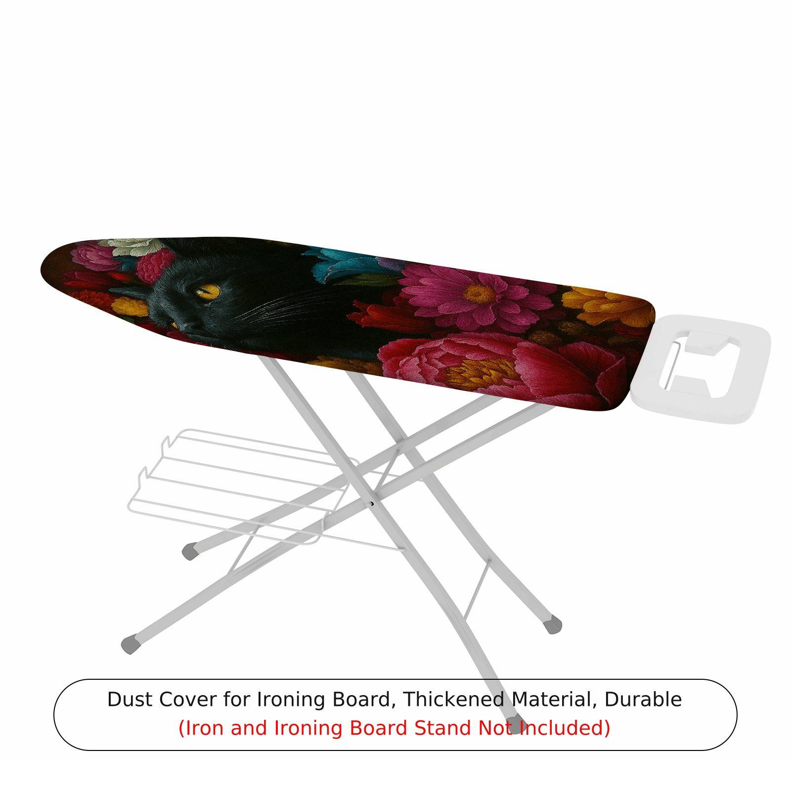 1-Piece Black Cat Floral Art  Ironing Board Cover, Universal Size, Without Board