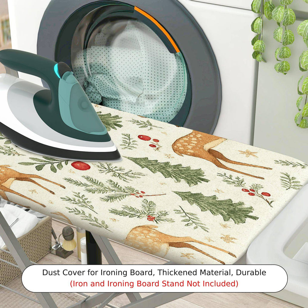 1-Piece Reindeer Evergreen Berries  Ironing Board Cover, Universal Size, Without Board
