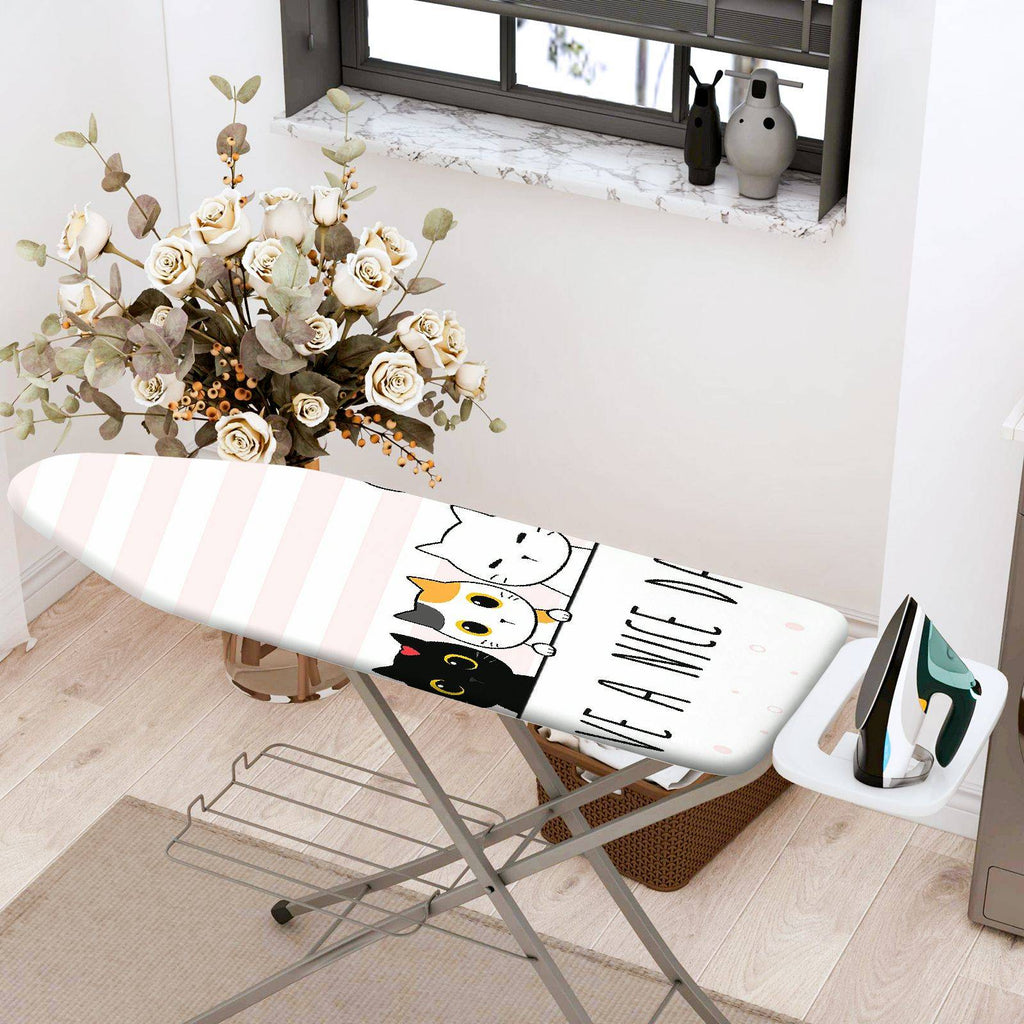 1-Piece Stripe  Cats  Ironing Board Cover, Universal Size, Without Board