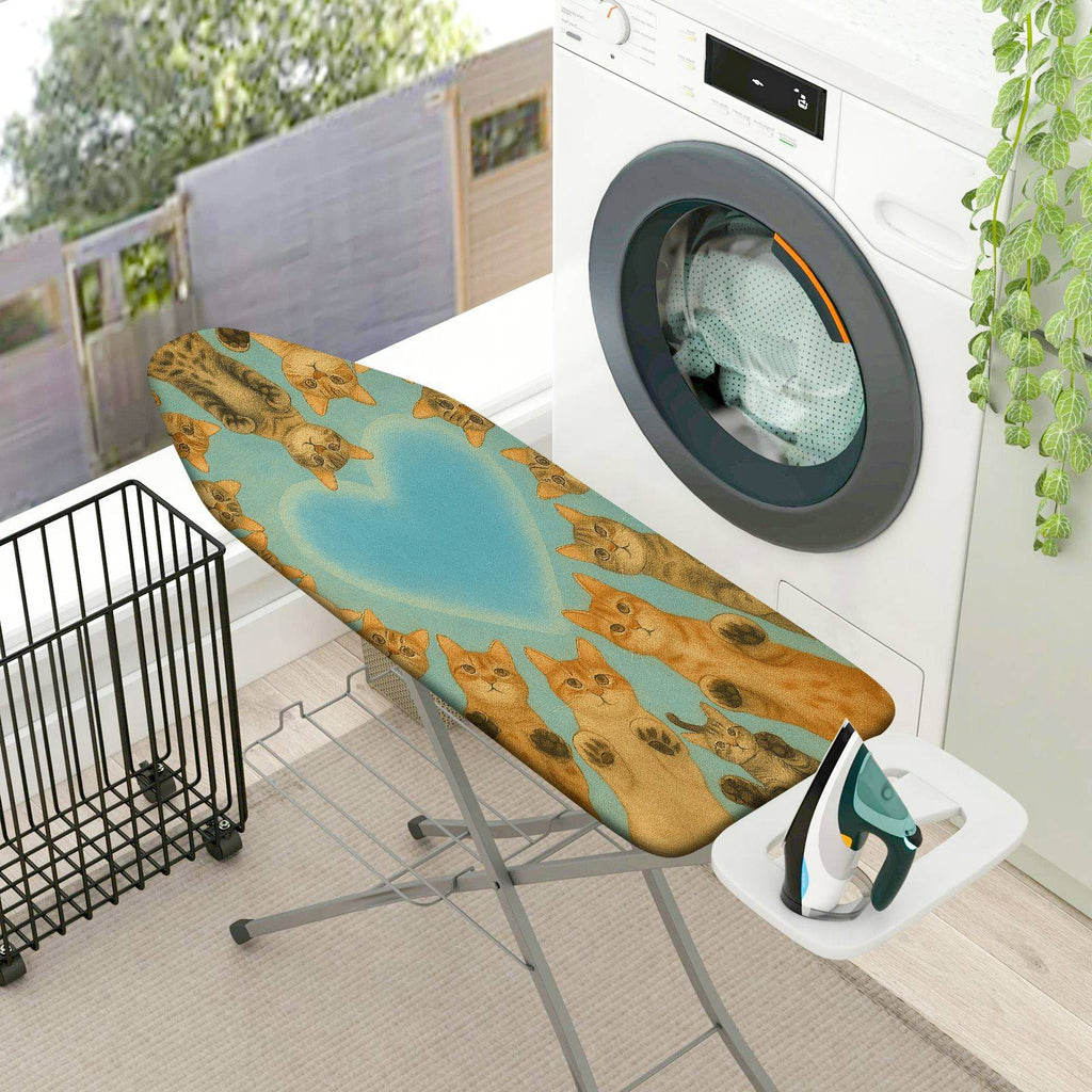 1-Piece Cat Heart Blue  Ironing Board Cover, Universal Size, Without Board