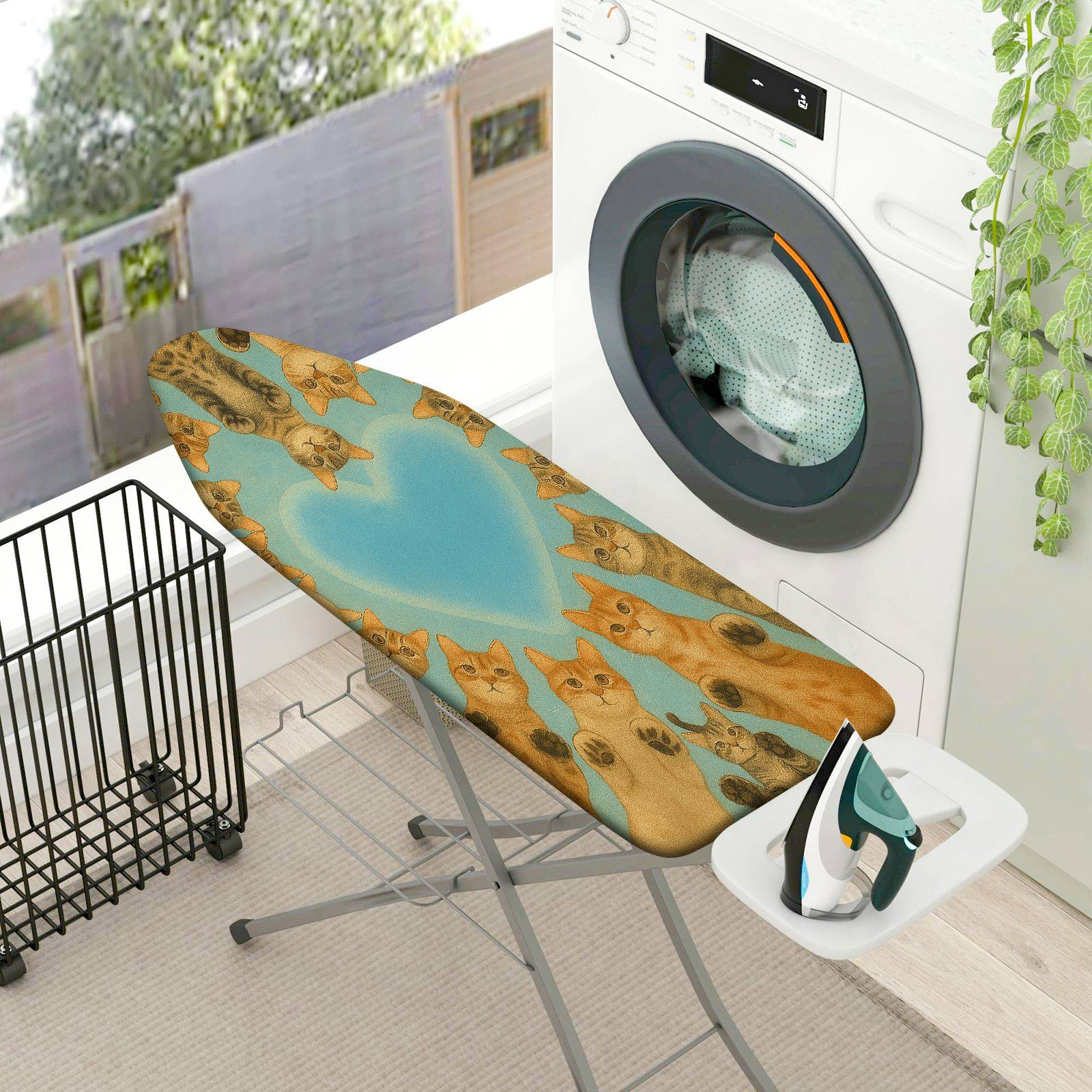 1-Piece Cat Heart Blue  Ironing Board Cover, Universal Size, Without Board