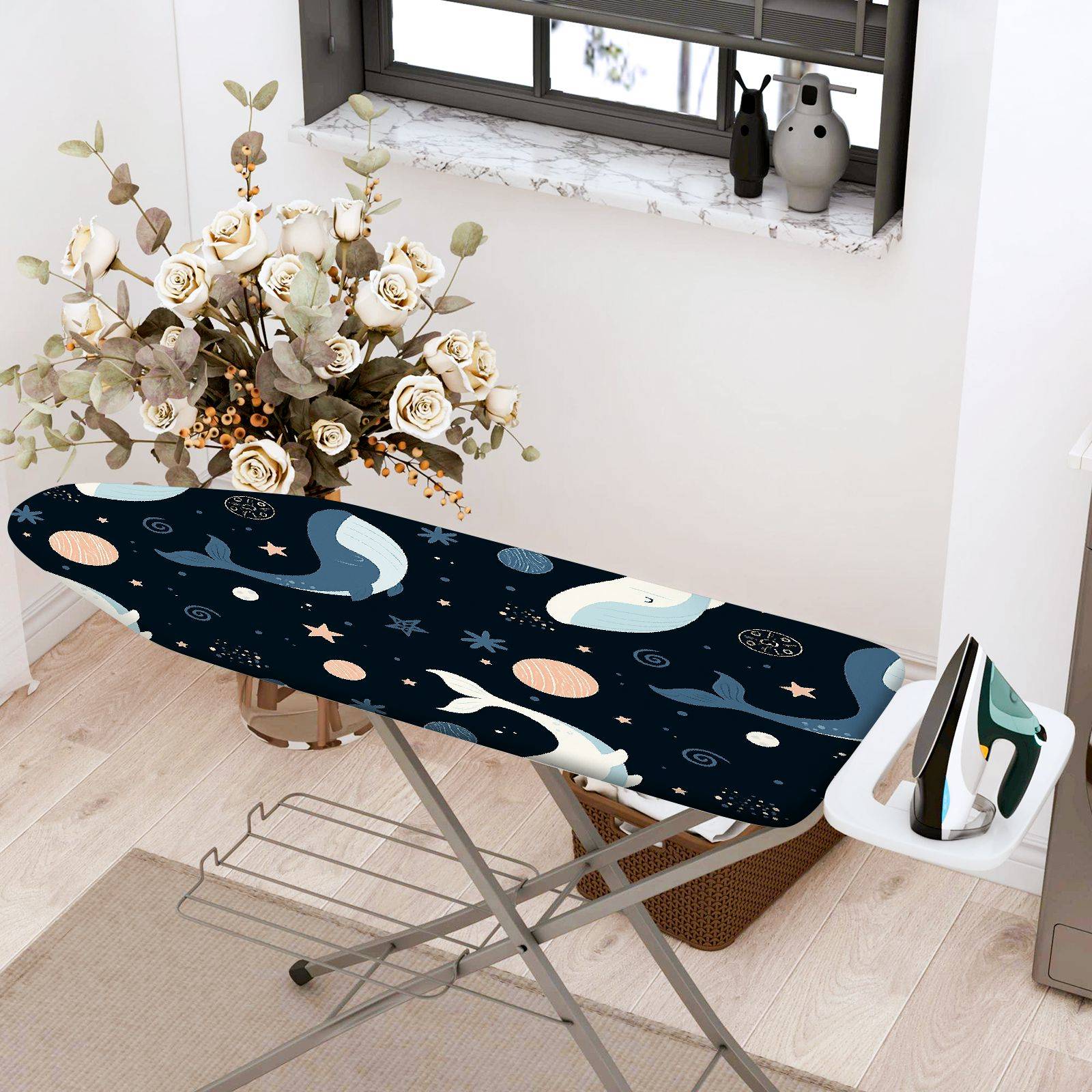 1-Piece Whale Starry Sky Ocean  Ironing Board Cover, Universal Size, Without Board