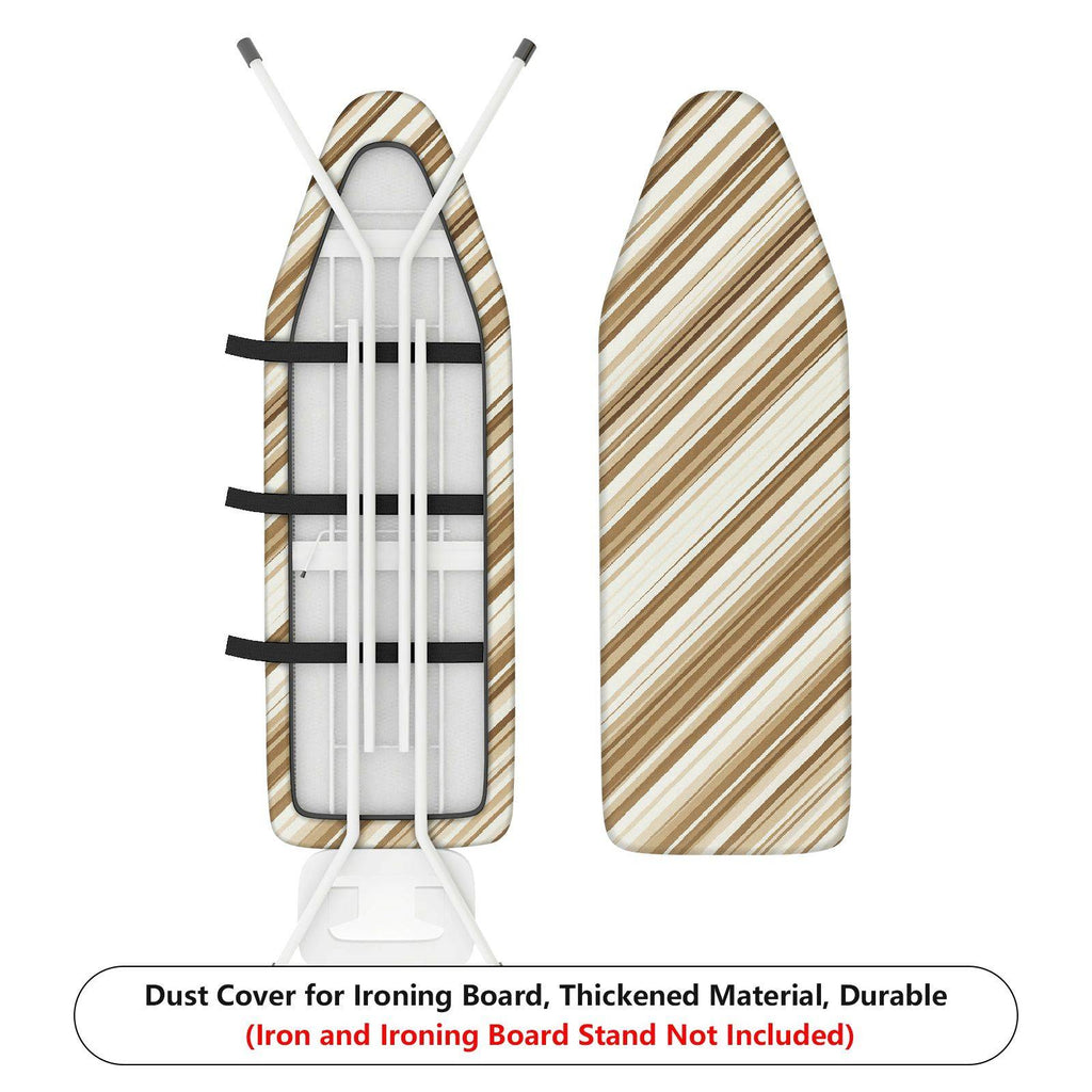 1-Piece Striped Beige Brown Pattern  Ironing Board Cover, Universal Size, Without Board