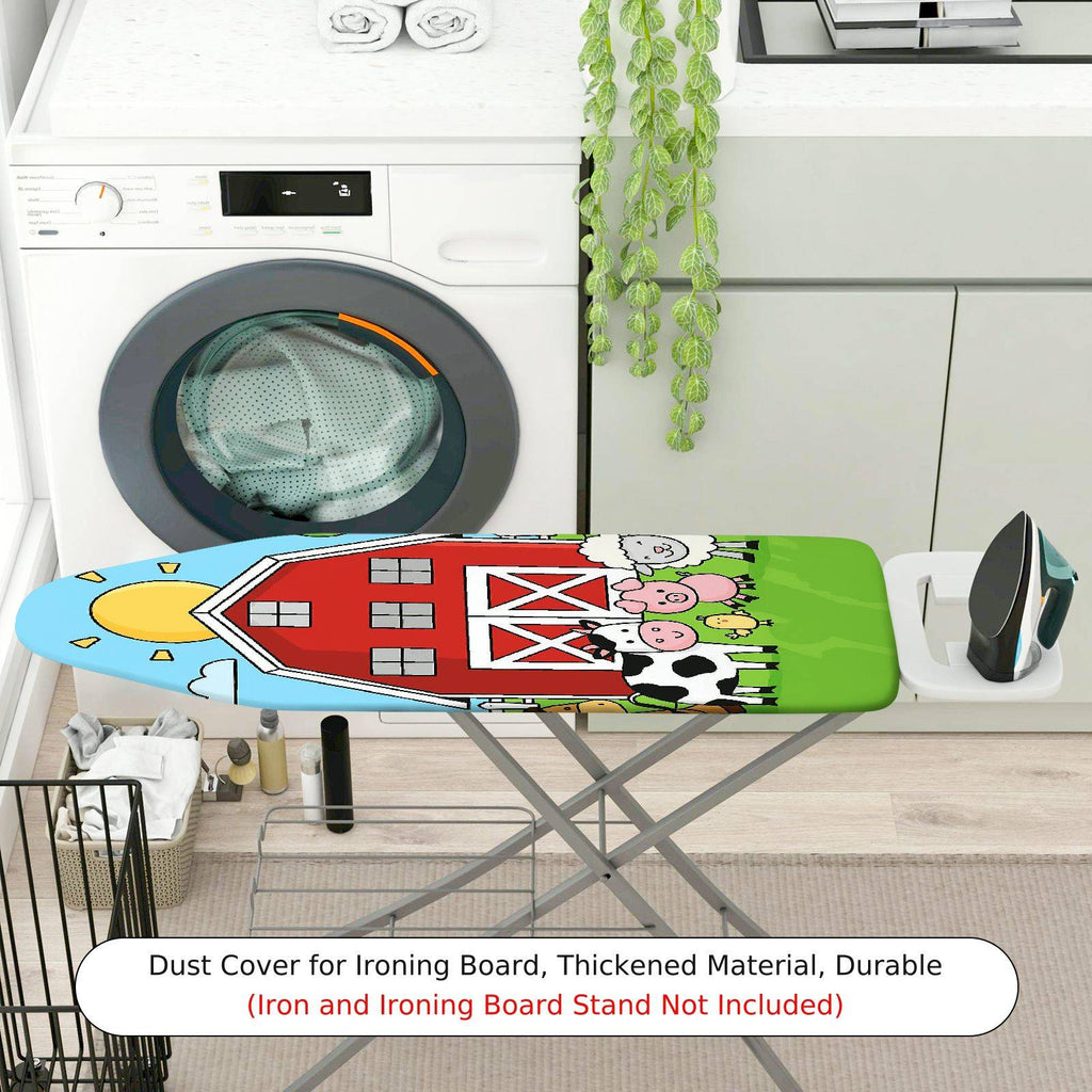 1-Piece Colorful Barn Animal Farm  Ironing Board Cover, Universal Size, Without Board