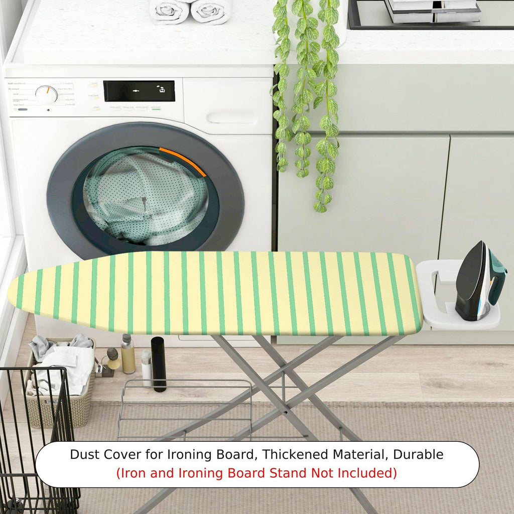1-Piece Striped Green Yellow  Ironing Board Cover, Universal Size, Without Board