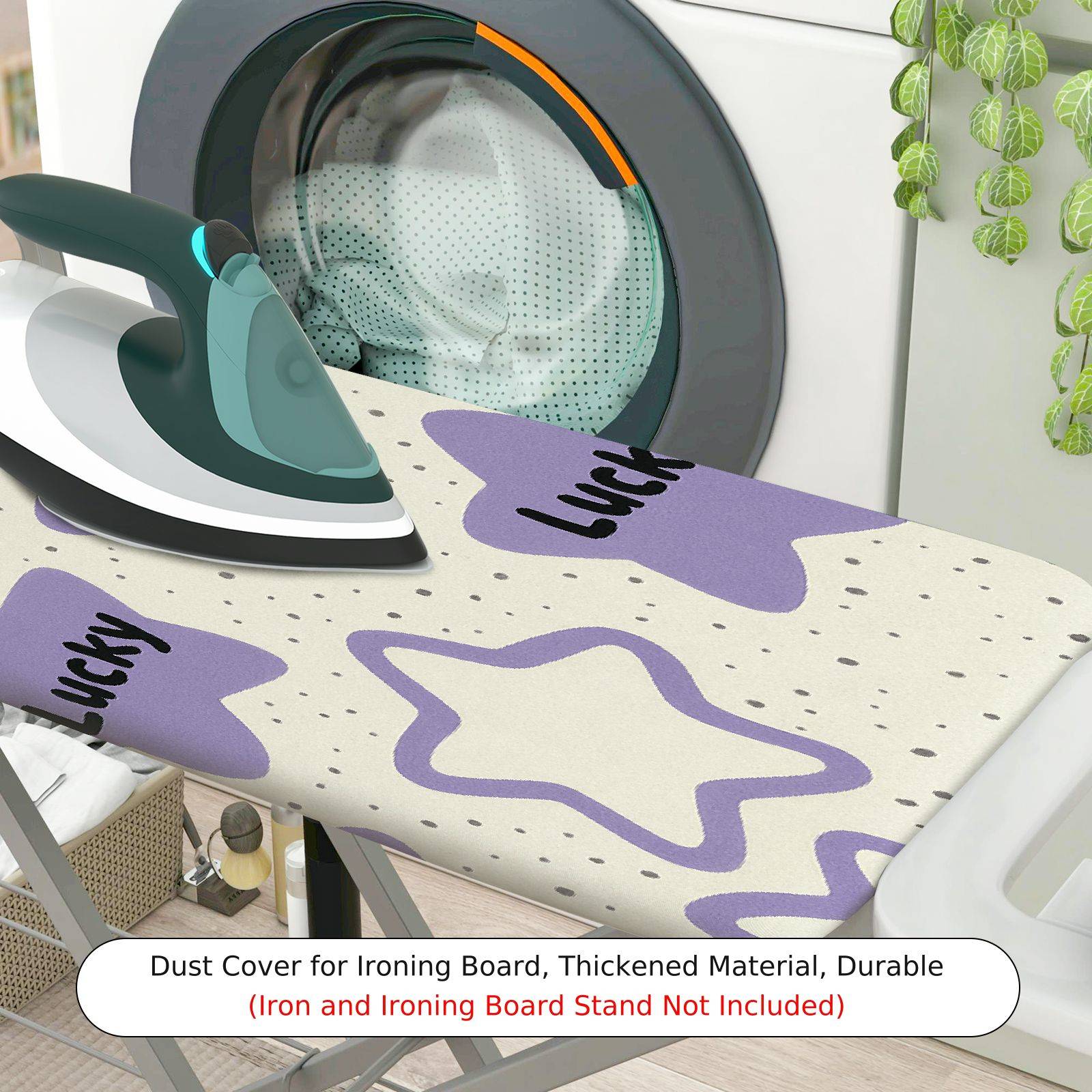 1-Piece Star Pattern Lucky Text Purple  Ironing Board Cover, Universal Size, Without Board