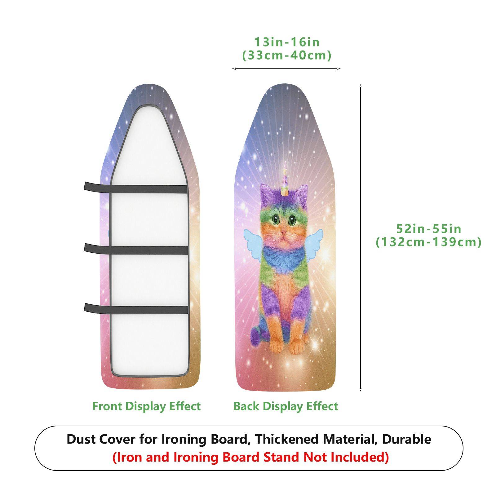 1-Piece Rainbow Cat Unicorn  Ironing Board Cover, Universal Size, Without Board