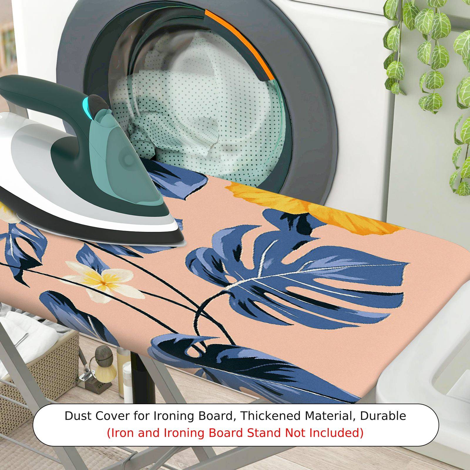 1-Piece Floral Tropical Leaves Yellow  Ironing Board Cover, Universal Size, Without Board