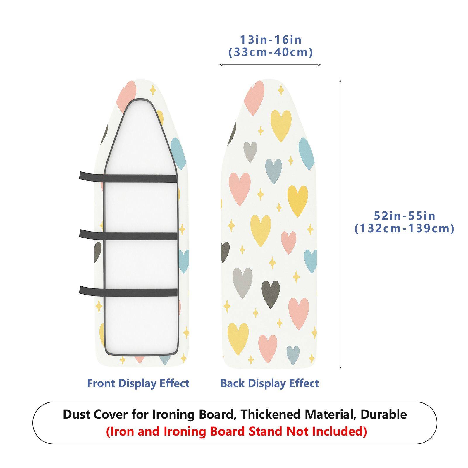 1-Piece Heart Star Pattern Pastel Design  Ironing Board Cover, Universal Size, Without Board